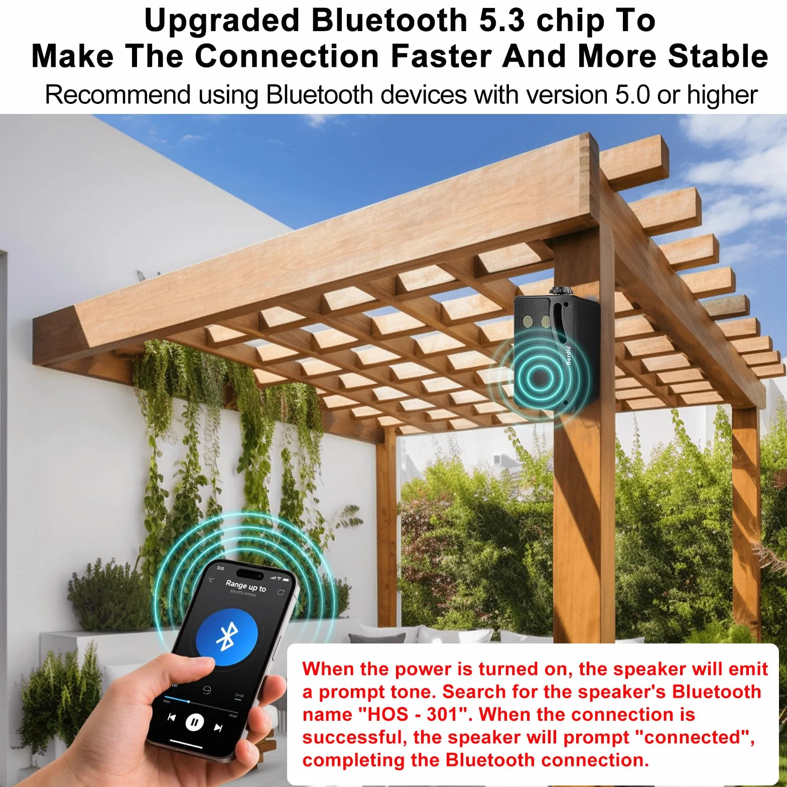 Herdio Głośnik zewnętrzny Bluetooth 3,5" 3-drożny 200 W wodoszczelny, odporny na warunki atmosferyczne do użytku na zewnątrz patio ogród taras łódź restauracja (1 para'