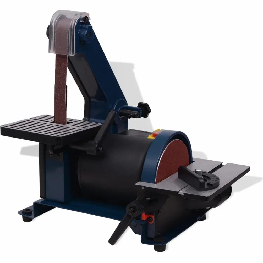 Szlifierka taśmowa, 300 W, talerz szlifierski 127 mm, 3000 obr./min, 760 x 25 mm, obracany blat roboczy 0-45 stopni, do renowacji drewna, metalu, praca bez wibracji
