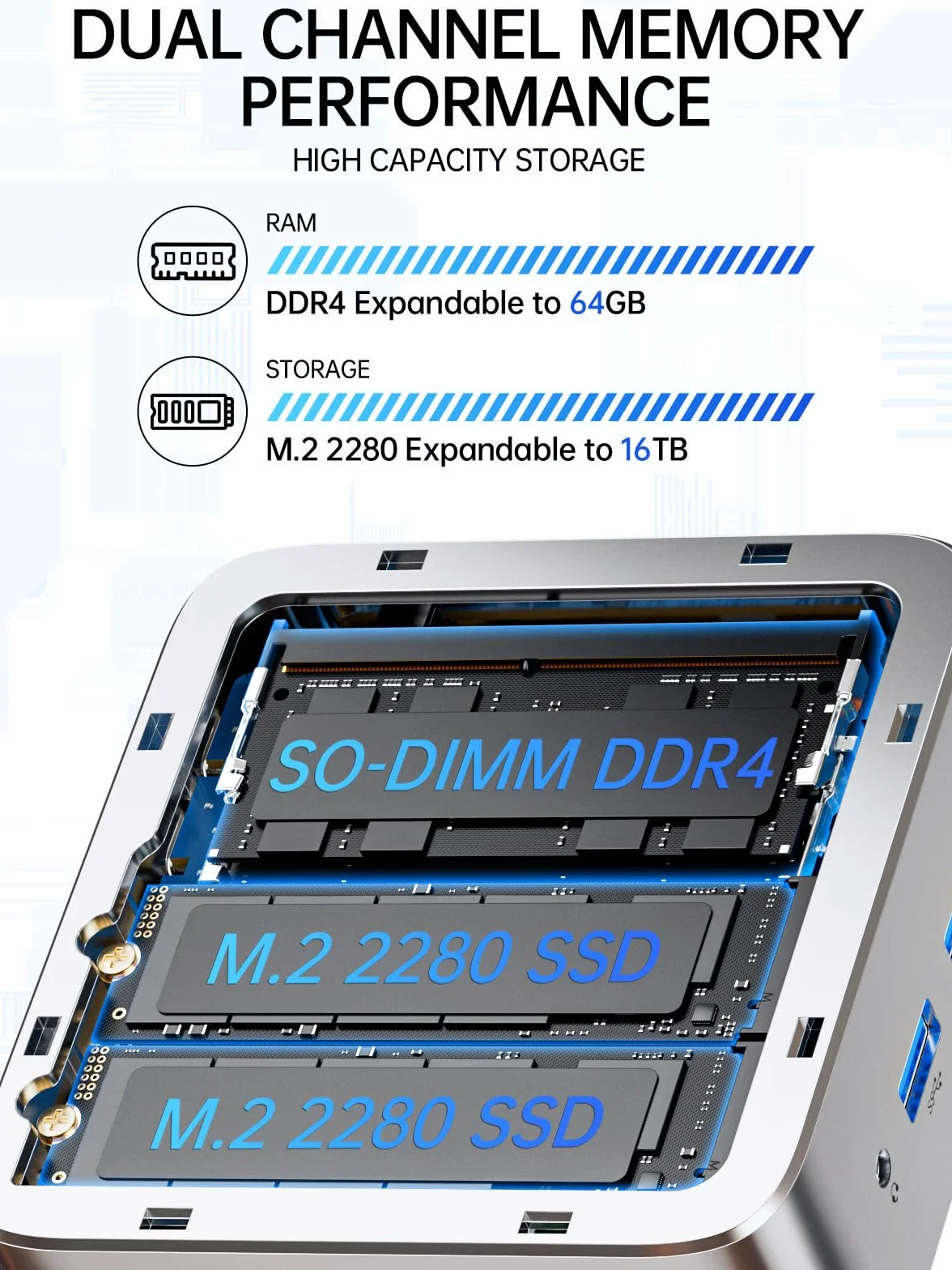 GMKtec (3-letnia AMD Ryzen 5 Mini-PC 3500U (bardziej wydajny niż 4300U/N150/N100/N95 4C/8T 4,50 GHz), G10 Mini-Komputer, 16GB DDR4 RAM 3200MHz + 512GB PCIe 3.0x4 SSD, WiFi 5/USB 3.2/USB-C/BT