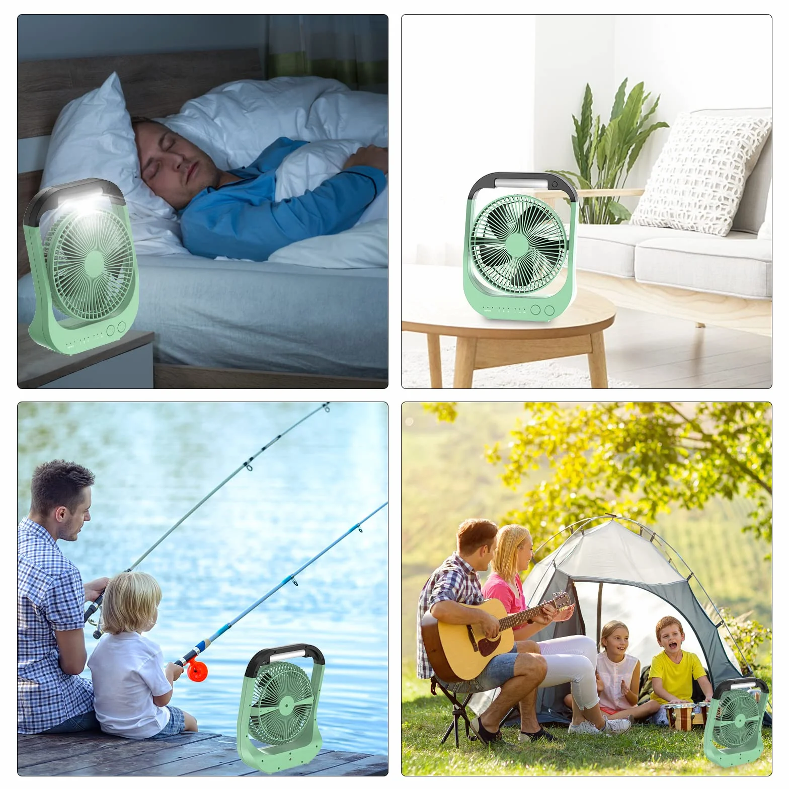 ATEngeus Wentylator USB 10000 mAh 8 cali 4 prędkości LED Timer