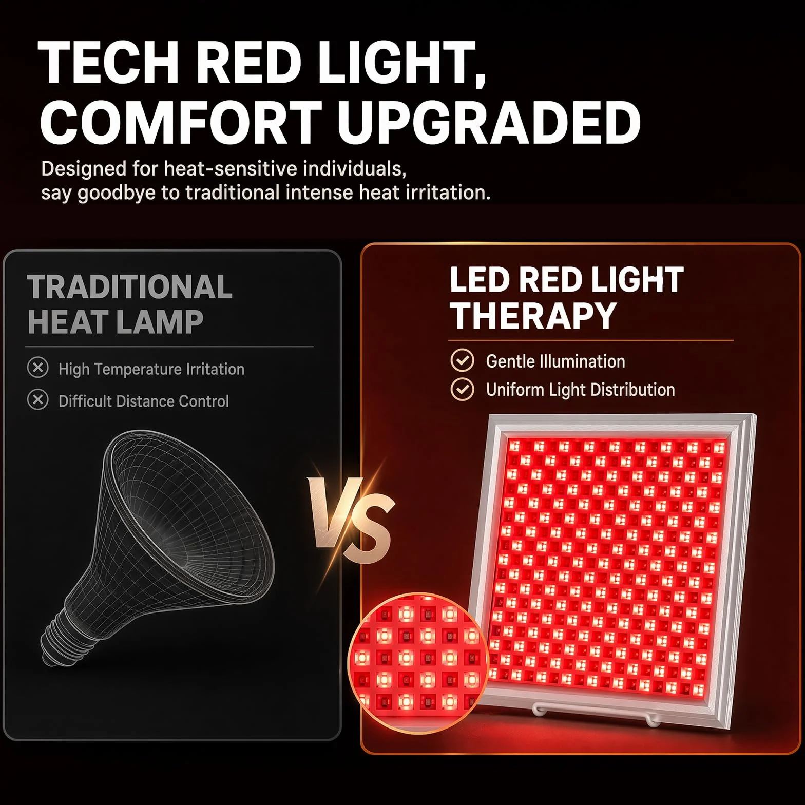 289 LED lampa z czerwonym światłem, 150 W, lampa na podczerwień, 660 nm, 850 nm, panel z 5 poziomami jasności i funkcją timera, zapobiega starzeniu się, bólom mięśni, łącznie z uchwytem, sterowaniem