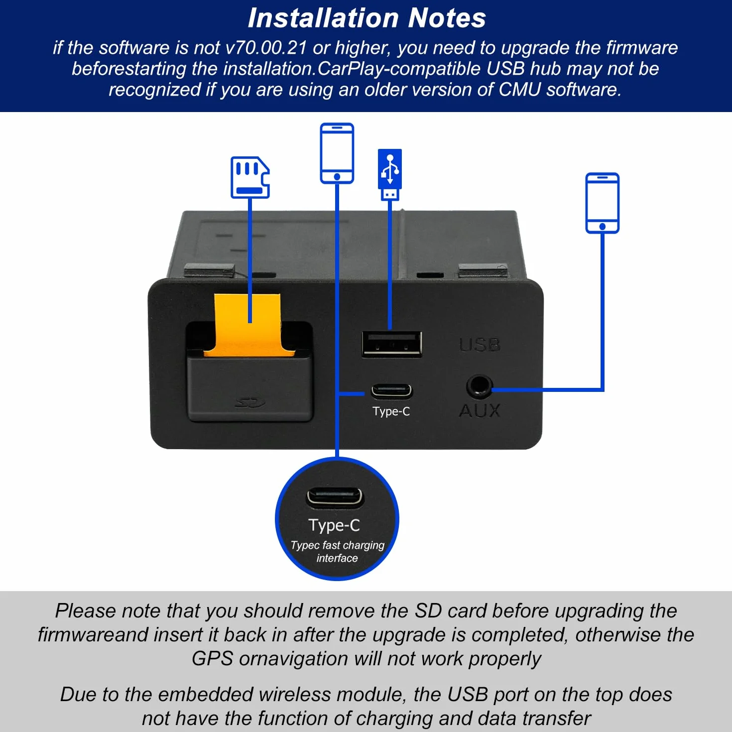 Zestaw do aktualizacji bezprzewodowego Carplay Mazda TK78-66-9U0C OEM Media Hub MZD CONNECT Mazda 3/6/CX5/CX9/MX5 2014-2020