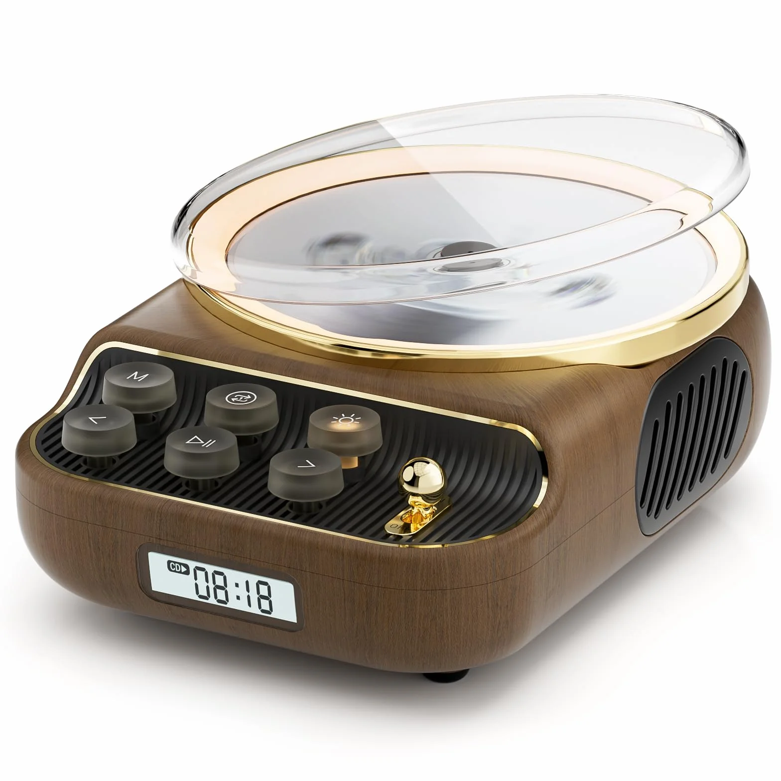 Przenośny odtwarzacz CD retro z Bluetooth 5.3, radio FM, głośnik HiFi, lampka nocna