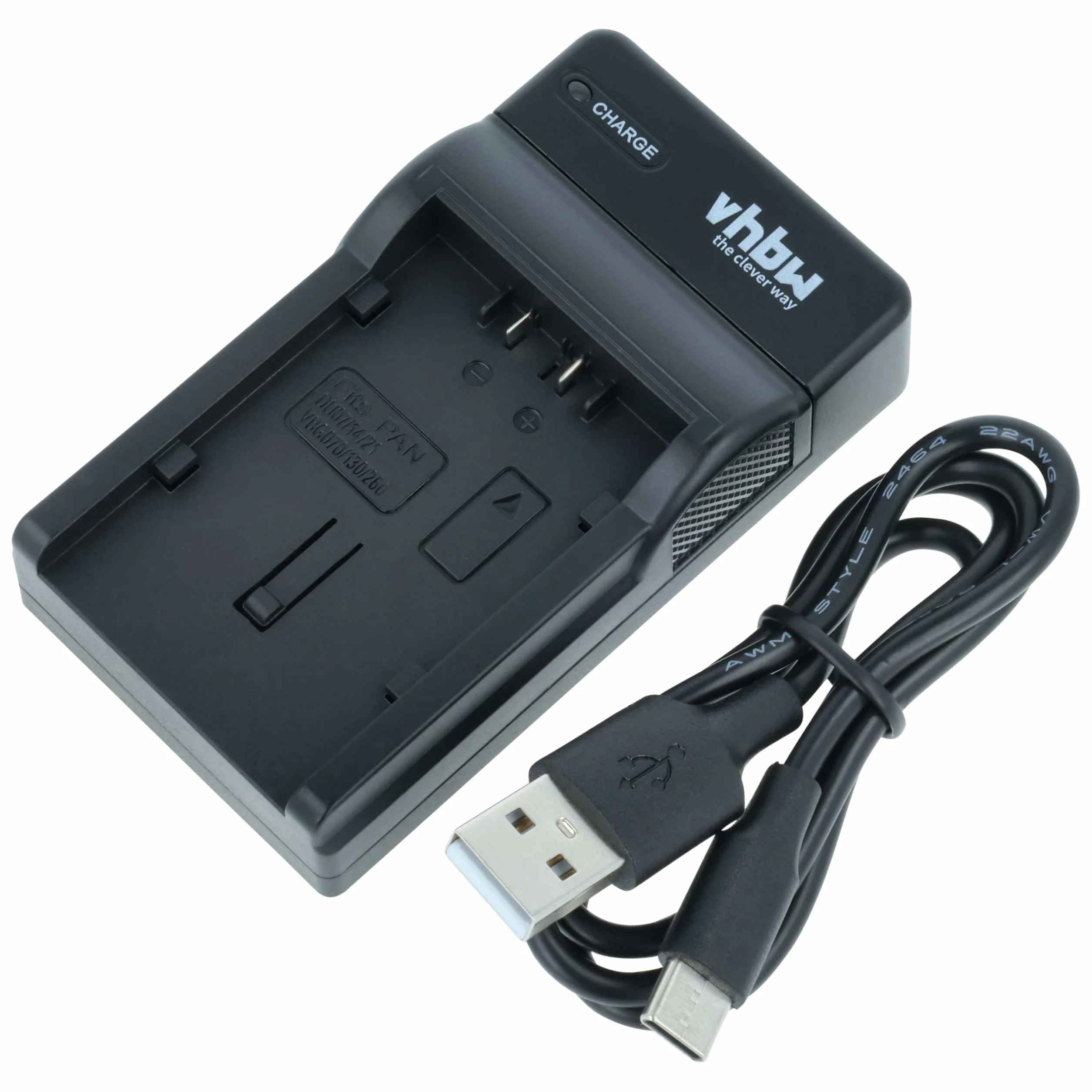 vhbw Ładowarka USB kompatybilna z Panasonic SDR-H60, SDR-H80, SDR-H90, VDR-D100, VDR-D150, VDR-D160, VDR-D220, VDR-D250, VDR-D300 aparat cyfrowy