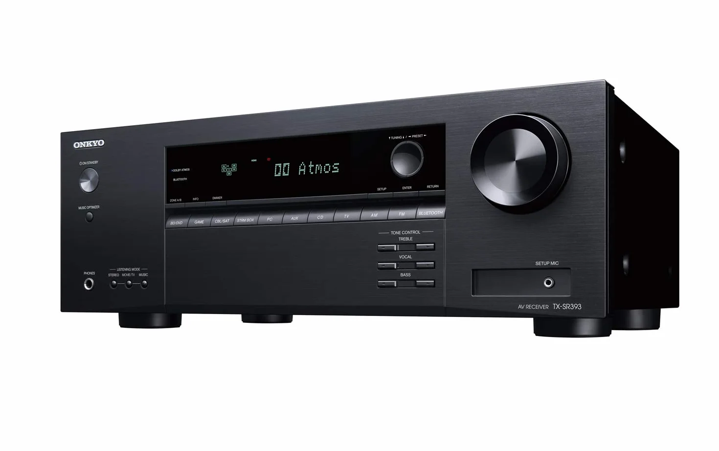 Onkyo TX-SR393(B) 5,2-kanałowy odbiornik AV (Dolby/DTS:X, AccuEQ, AccuReflex, 4K, Bluetooth, 155 W/kanał), czarny
