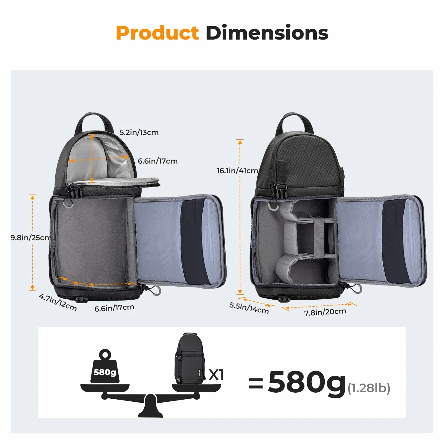 K&F Concept Torba na ramię na aparat torba crossbody wodoodporny plecak na aparat DSLR/SLR/futerał na aparat bezlusterkowy torby fotograficzne, Czarny, M, Klasyczny