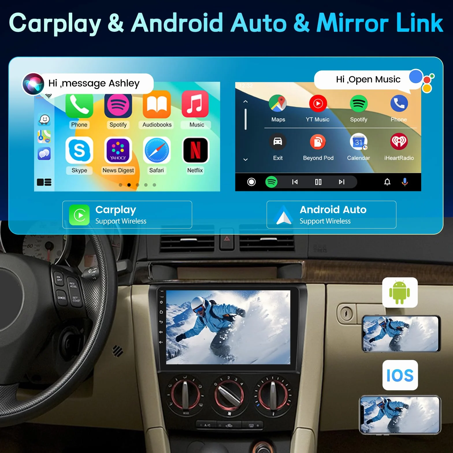 Android Radio do Mazda 3 2003-2009 9-calowy ekran dotykowy GPS CarPlay Android Auto
