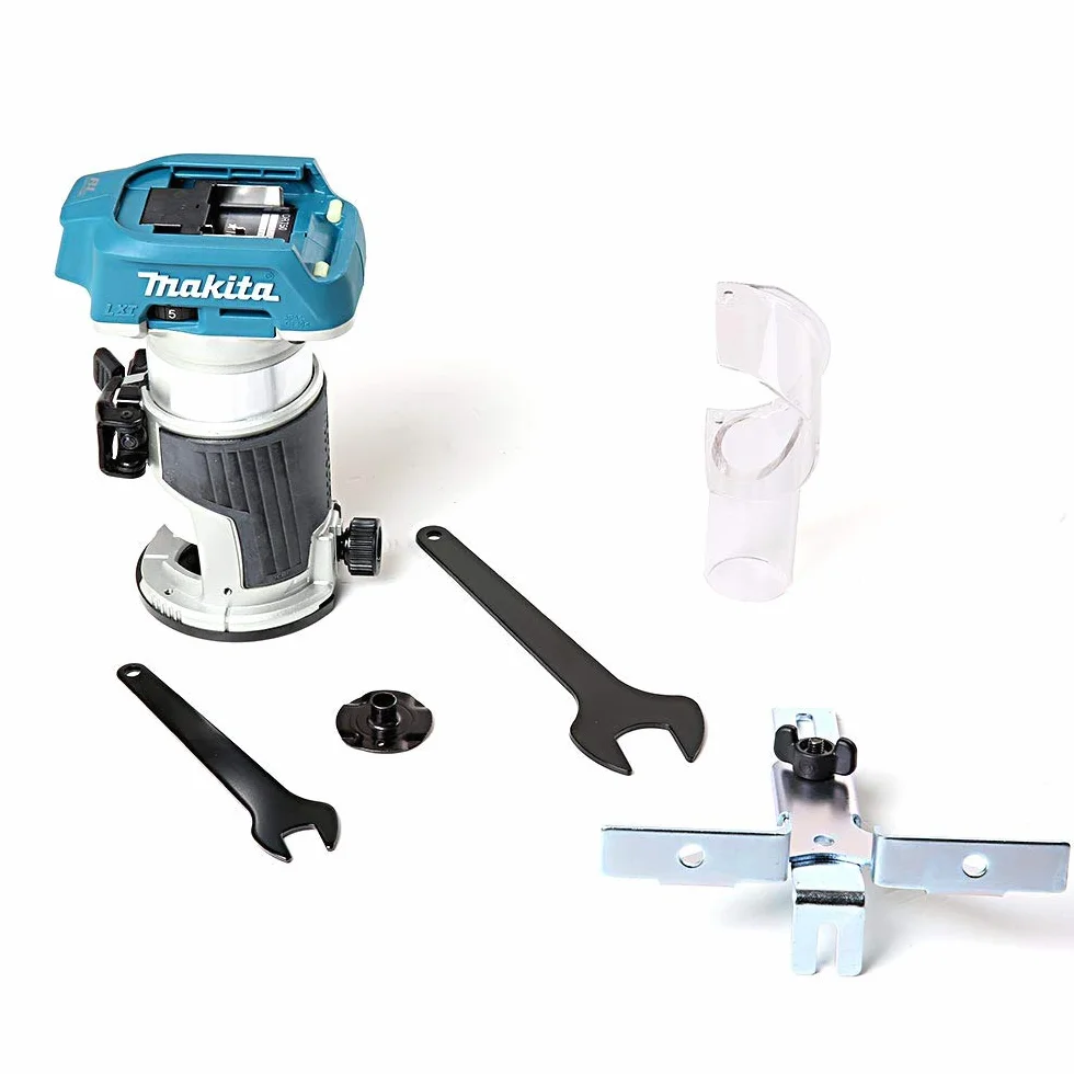 Makita DRT50ZX4 Trymer do Frezarki 18 V, Czarny/Niebieski, 0 do 40 mm