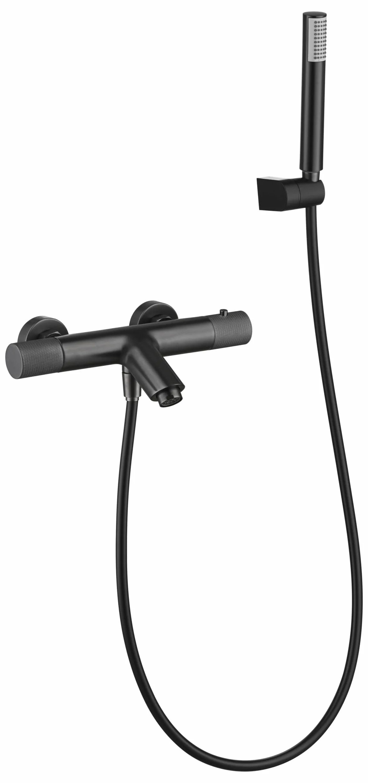 IMEX Bateria termostatyczna wanna-prysznic, bateria wannowa z systemem TURN CLEAN SYSTEM - Ciemnoszary Satyna, Seria LINE Black Gun Metal - BTD038-4BGM