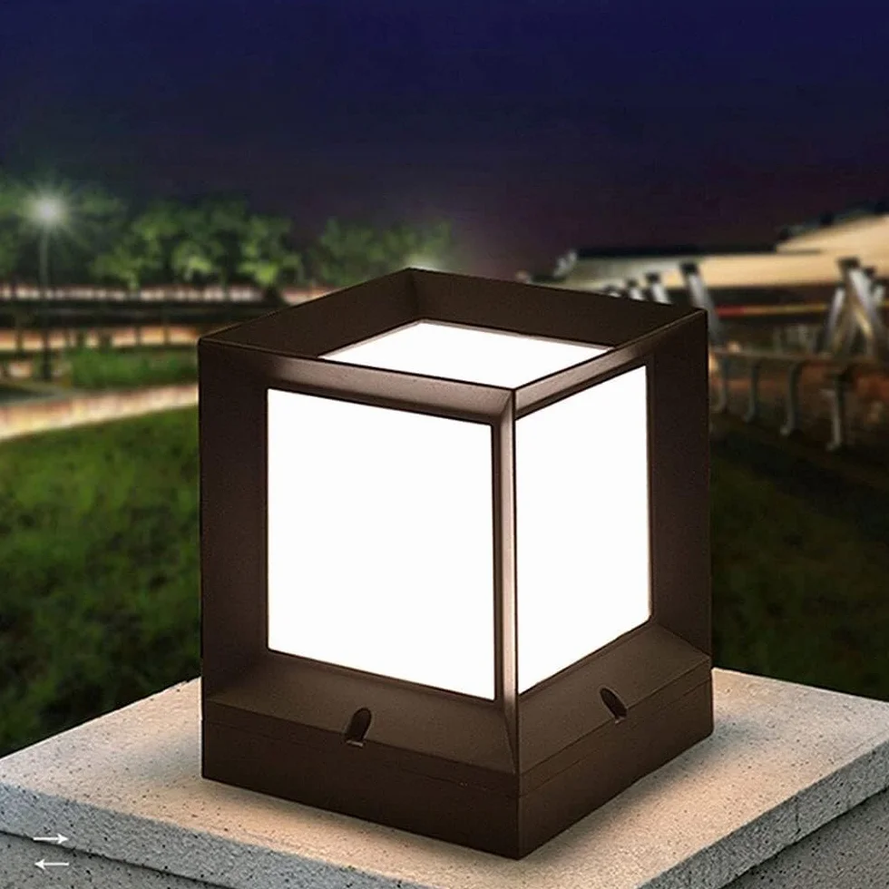 światło Słupka Nowoczesna Zewnętrzna Lampa Słupkowa Wodoodporna Lampa Tarasowa ABS Akrylowa Lampa Ogrodowa Słupkowa Oświetlenie Ogrodowe Na Podwórko Lampy Solarne(20x20x26cm)