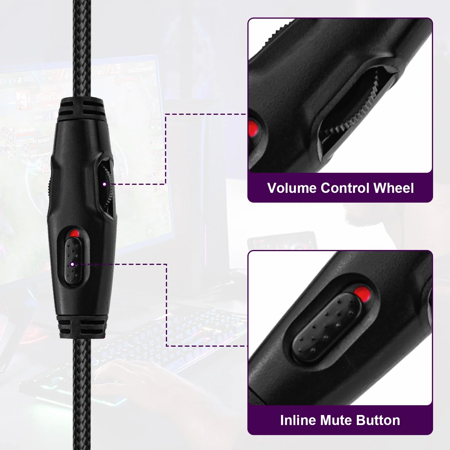 HyperX Cloud Alpha Kabel audio 3,5 mm z wyciszeniem i regulacją głośności
