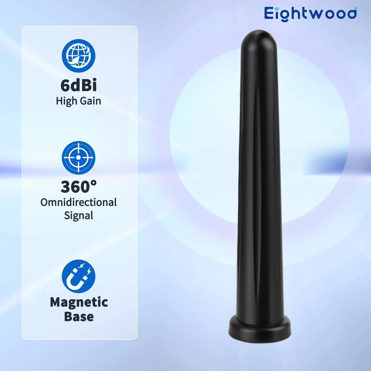 Eightwood Antena magnetyczna 4G LTE SMA 6dBi wielokierunkowa z kablem 3 m