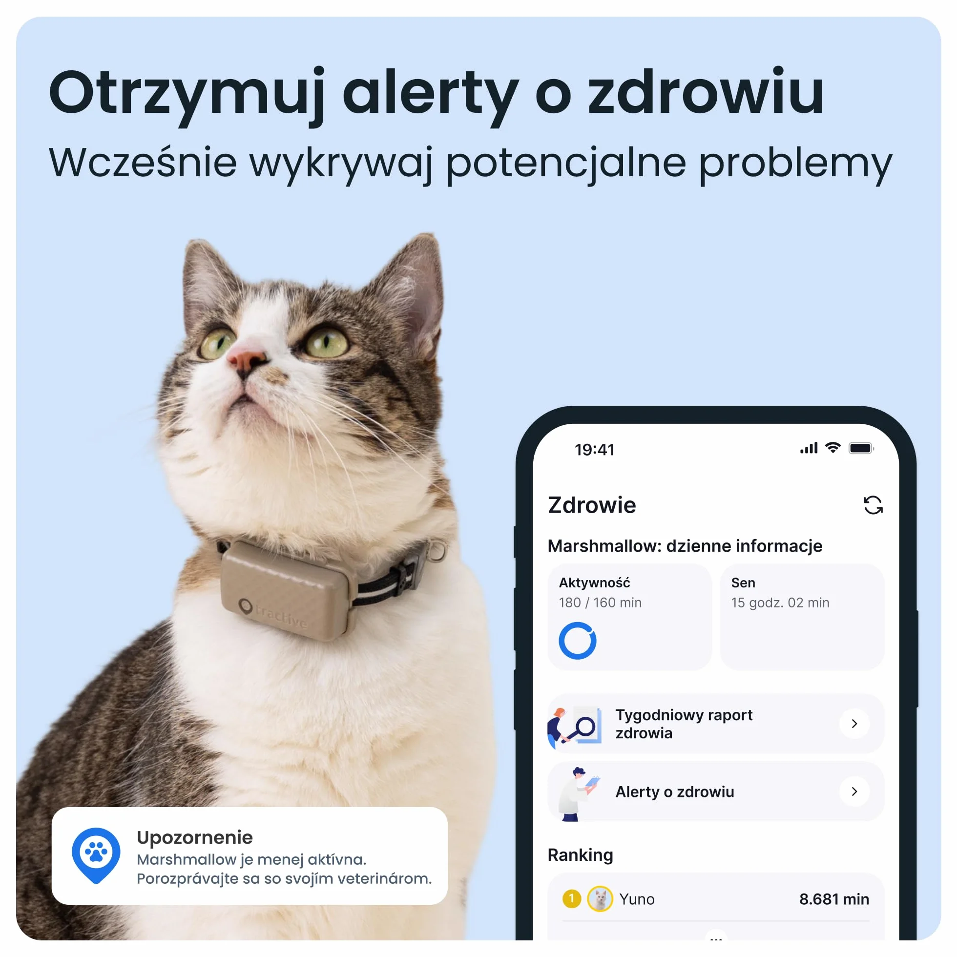 Tractive GPS Mini Lokalizator dla kota z obrożą