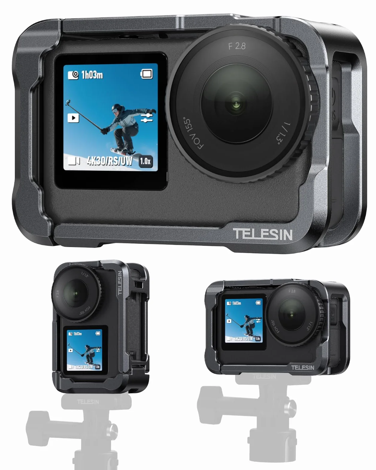 TELESIN Klatka na kamerę DJI Osmo Action 6, aluminiowa obudowa ochronna z gwintem 1/4"