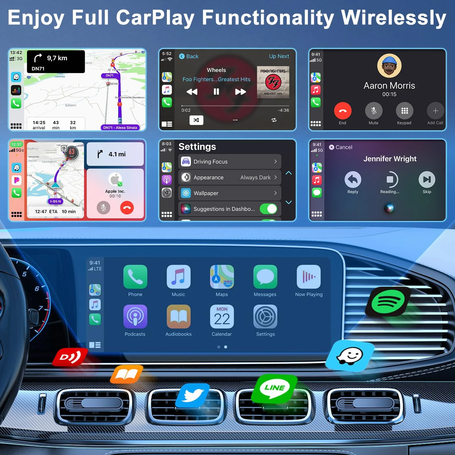 UWECAN CarPlay Bezprzewodowa konwersja fabryczna przewodowa CarPlay na bezprzewodową, korzystanie z samochodu od 2017 roku iPhone iOS 11+ Plug & Play