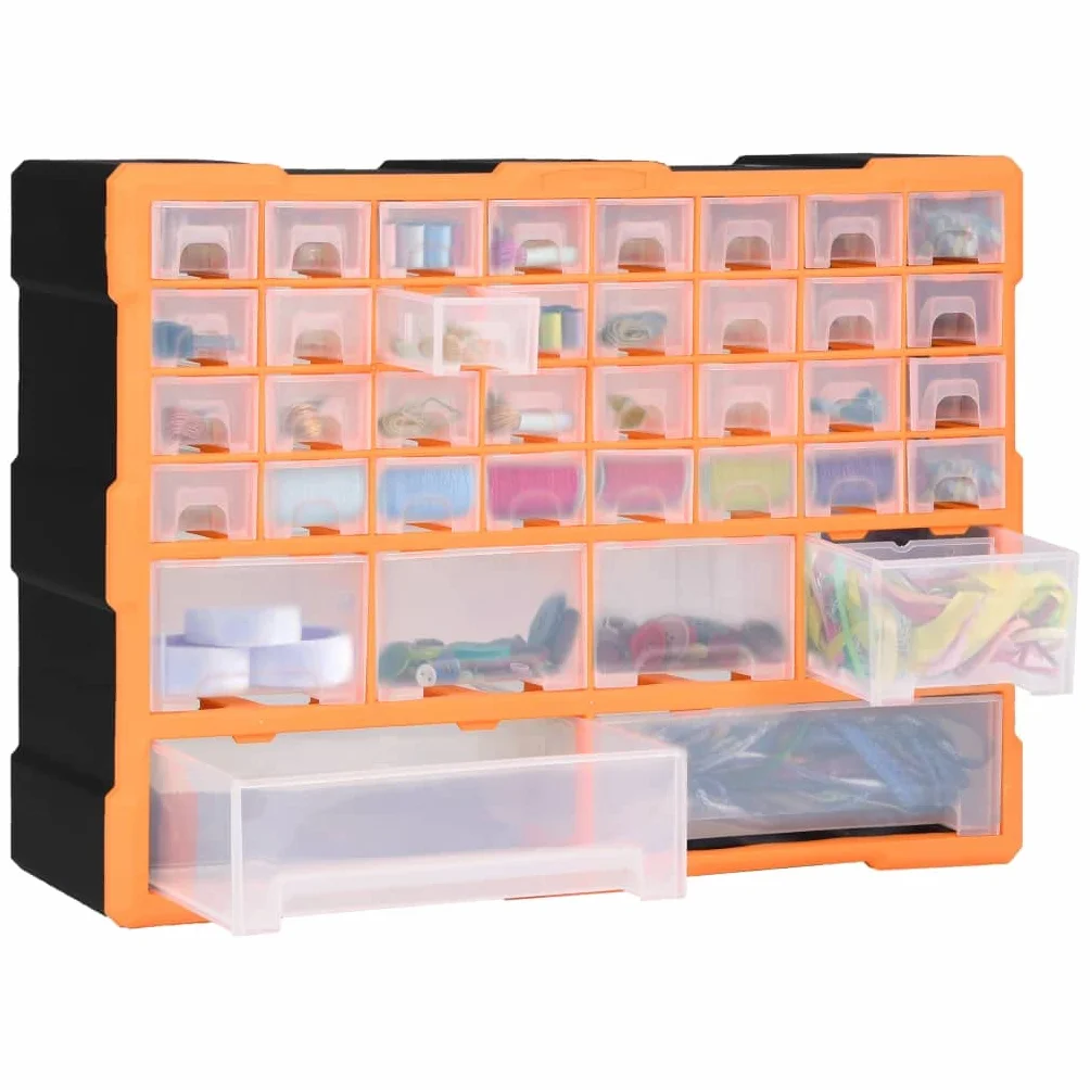 Wielofunkcyjny organizer do szuflad z 38 szufladami, skrzynka narzędziowa z polipropylenu (PP), 52 x 16 x 37,5 cm, kieszeń na małe części do warsztatu, garażu, do przechowywania narzędzi