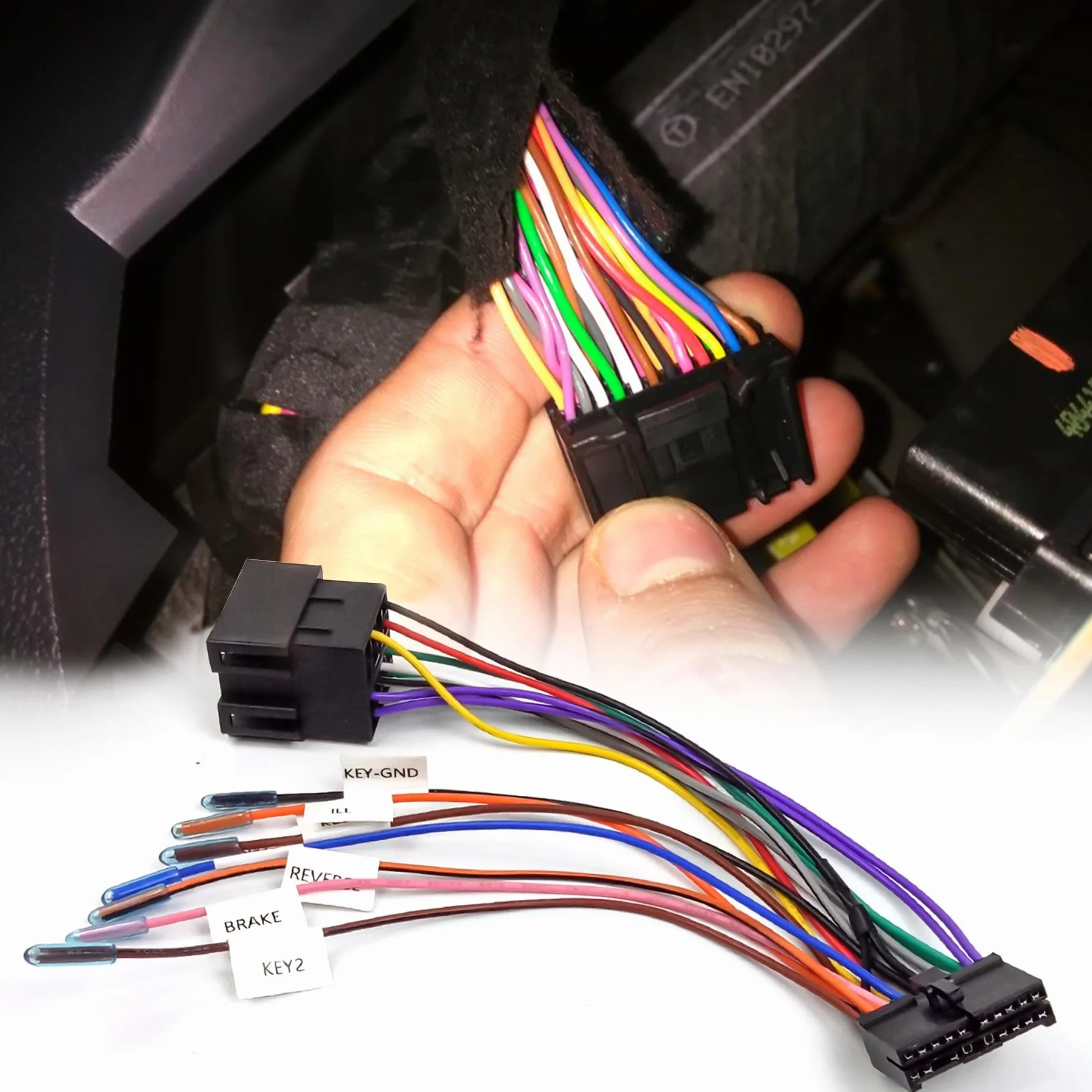 20-biegunowy kabel adaptera ISO do radia samochodowego, zamiennik do gniazda T dla VW