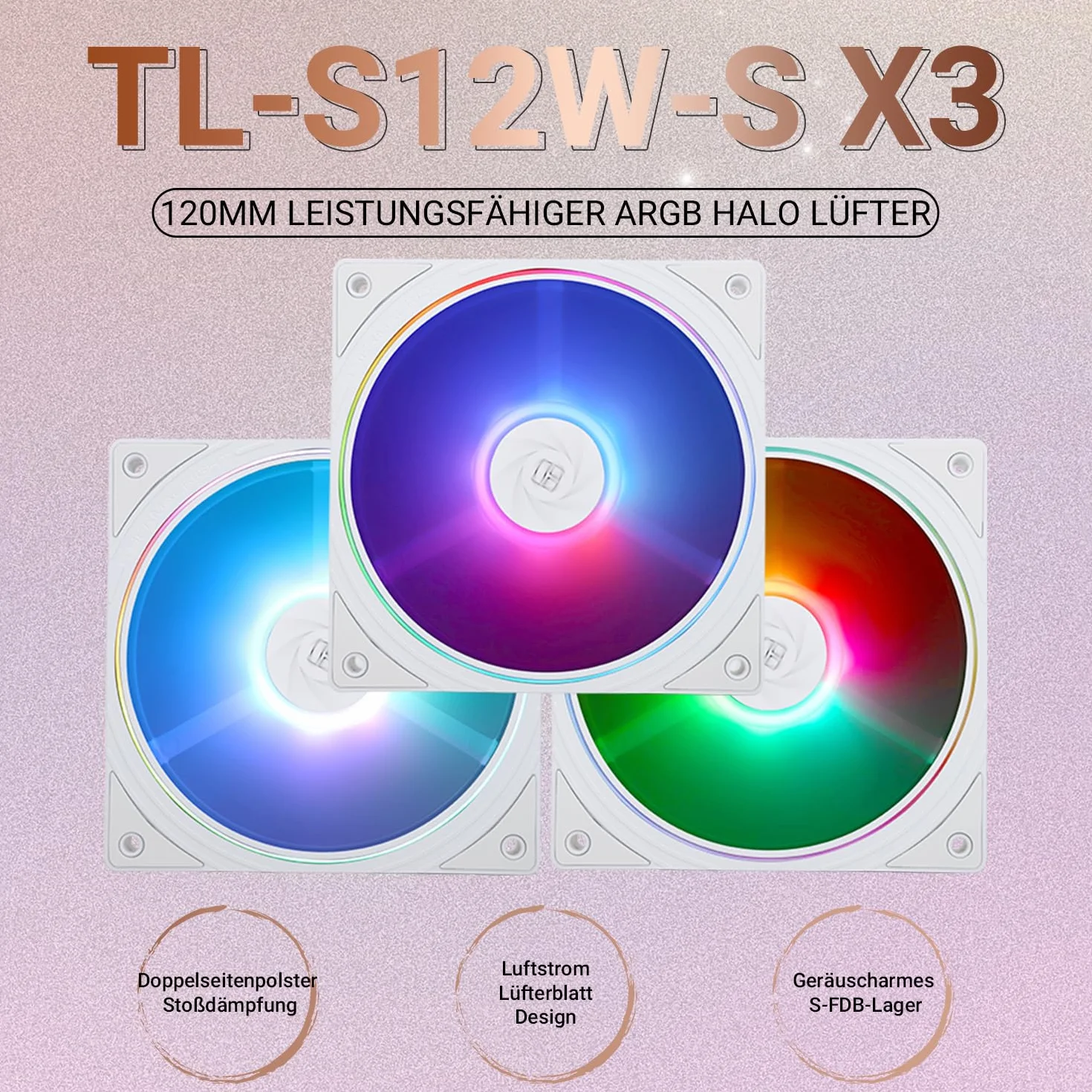 Thermalright TL-S12W-S CPU Fan 120 mm ARGB PWM S-FDB 1500 RPM 3 sztuki