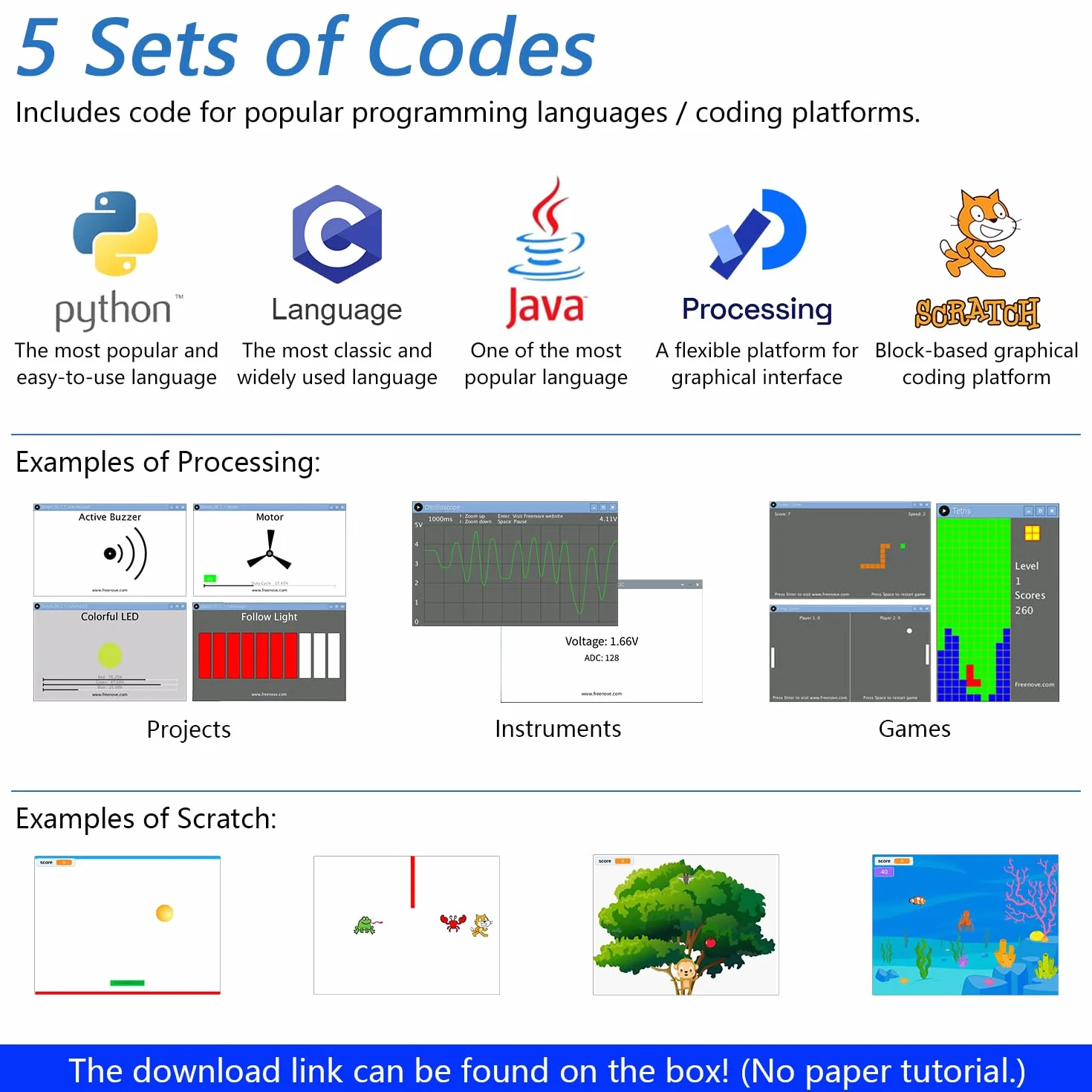 Freenove Projects Kit for Raspberry Pi 5 4 B 3 B+ 400 Zero 2 W, Simple Wiring, 860-Page Detailed Tutorial, Python C Java Scratch Processing Code, 132 Projects (Raspberry Pi NOT Included)