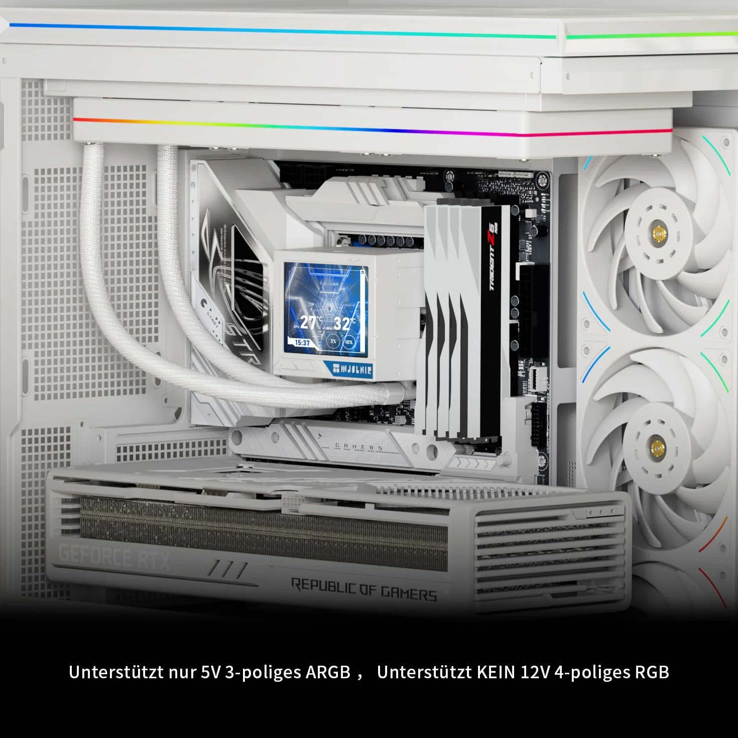 Thermalright Mjolnir Vision 360 UB PRO ARGB White, chłodzenie cieczą CPU AIO, ekran IPS 640×480, wentylator wyciągowy 3 w 1, dla AM5/Intel LGA1851/1700, 3,5-calowy magnetyczny ekran LCD