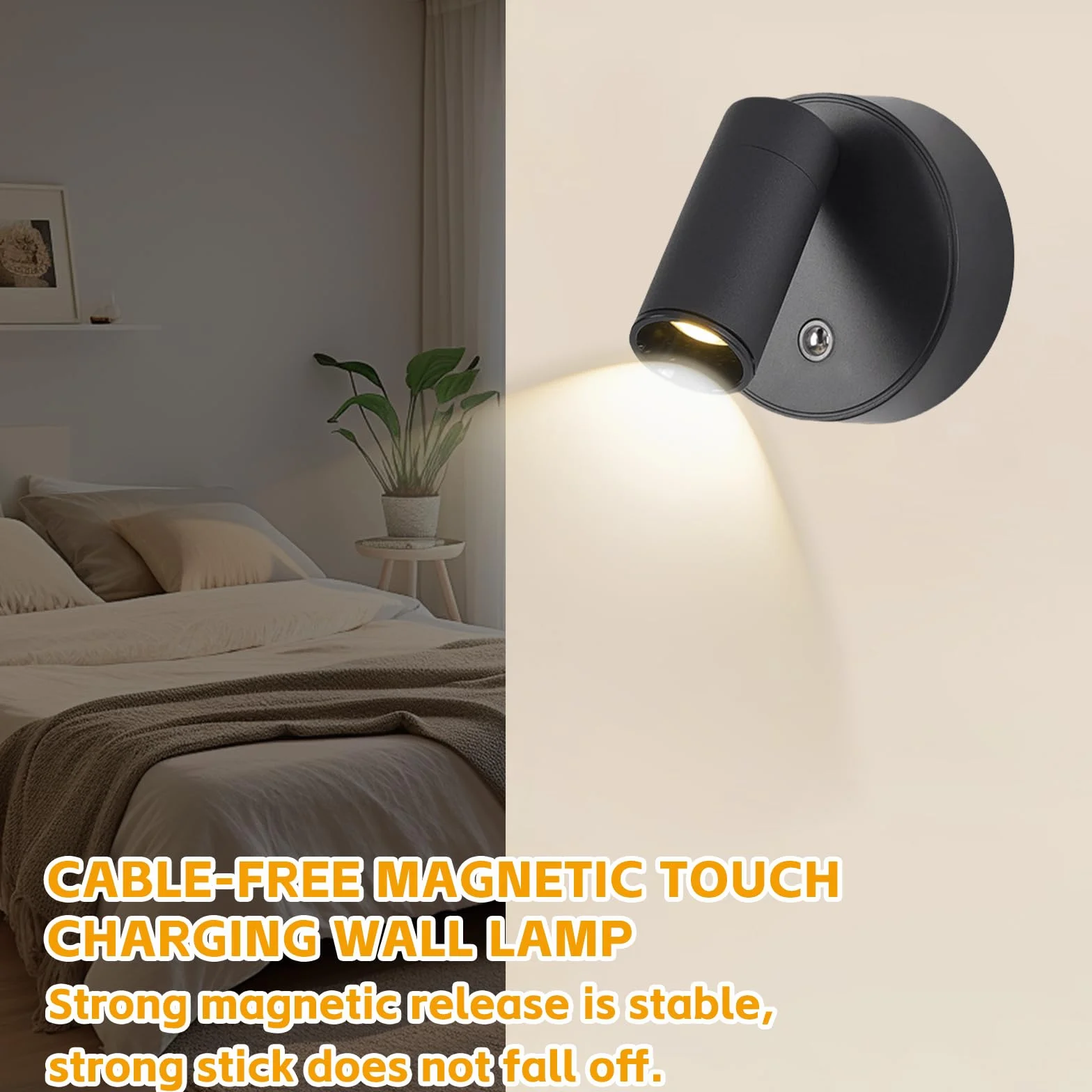 Reflektor punktowy LED, akumulator z pilotem zdalnego sterowania, lampa ścienna ładowana przez USB, 3 temperatury barwowe, możliwość ściemniania, bezprzewodowa lampa do obrazów LED z funkcją timera,