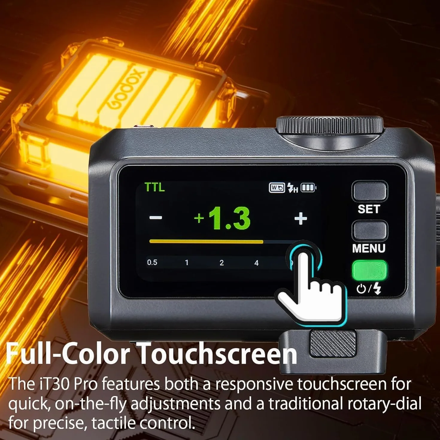 Godox iT30Pro O TTL Mini lampa błyskowa, iT30 Pro O bezprzewodowa lampa błyskowa 2.4G HSS 1/8000 s TTL, z ekranem dotykowym i USB-C, kompatybilna z Olympus i Panasonic E-M1, PEN-F, GH4, GX85 itp.