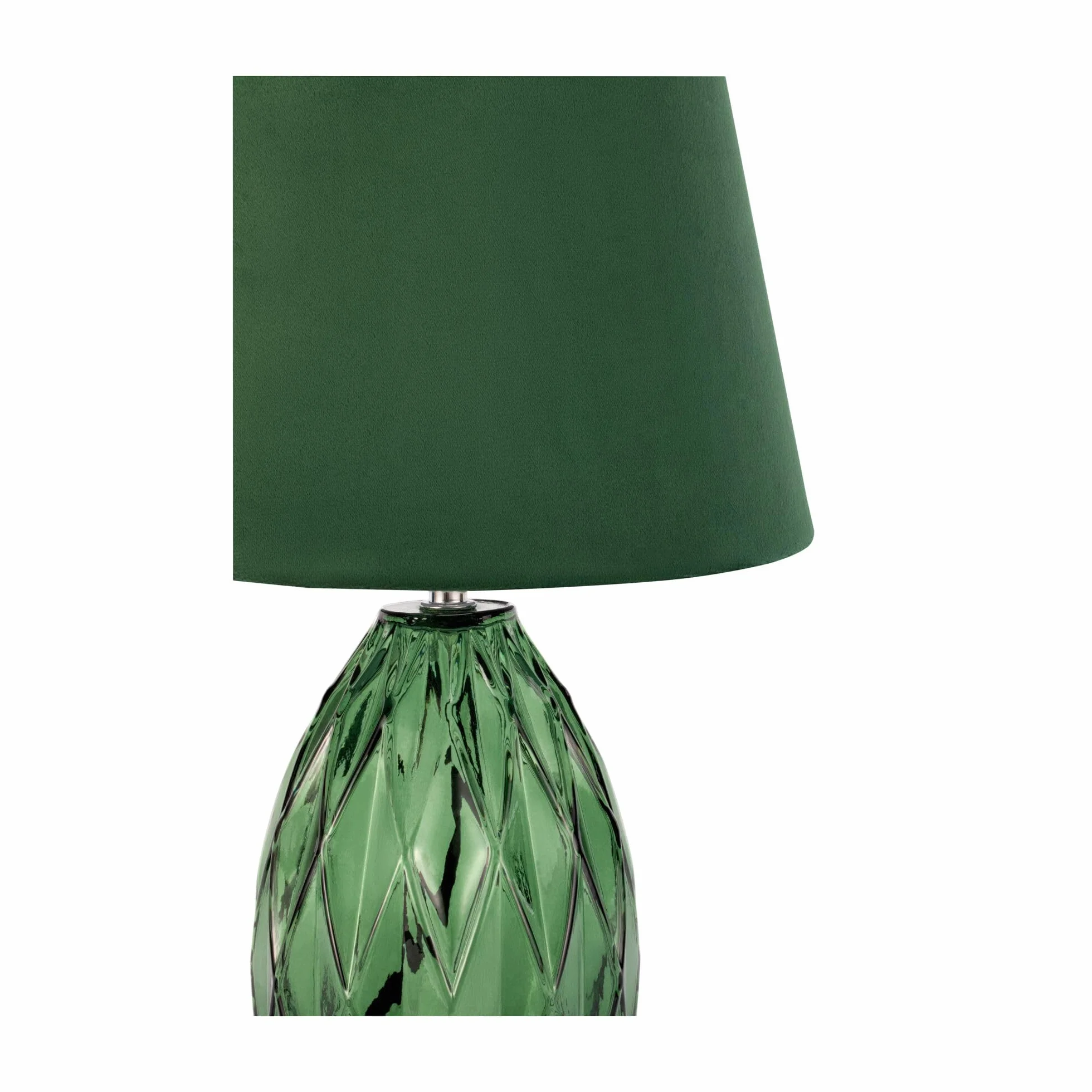 Pauleen 48156 Crystal Velvet oprawa stołowa, klosz tekstylny, aksamit, lampa stołowa ze szkła, zielony, maks. 20 W, E14, zielony, 230 V, szkło/tkanina