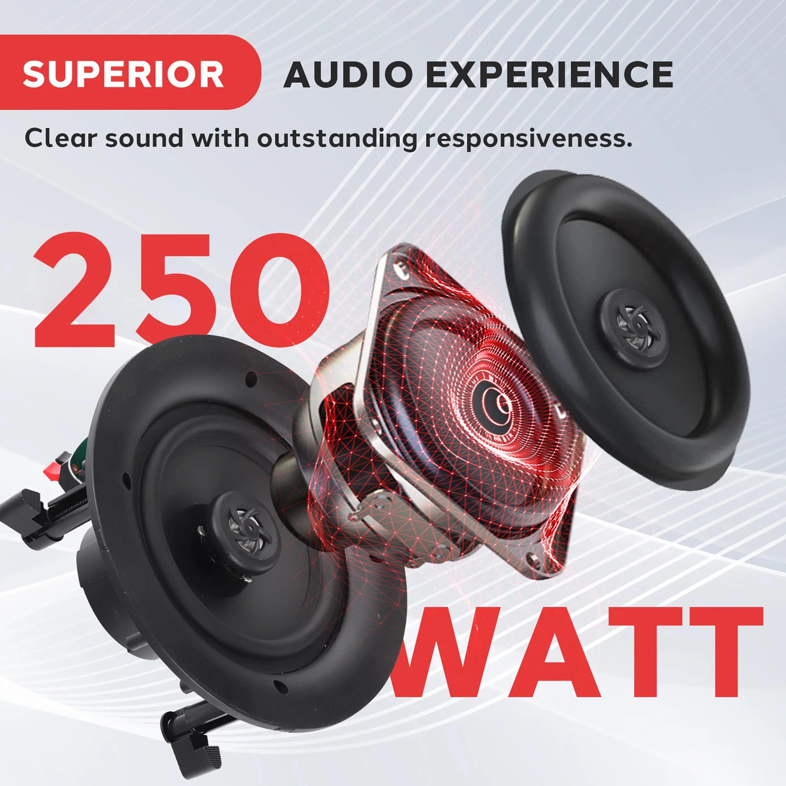 Pyle PDIC86 8.0" Ceiling Wall Mount Speakers 2-Way Full Range Stereo Audio System 250W Peak 40Hz-20kHz