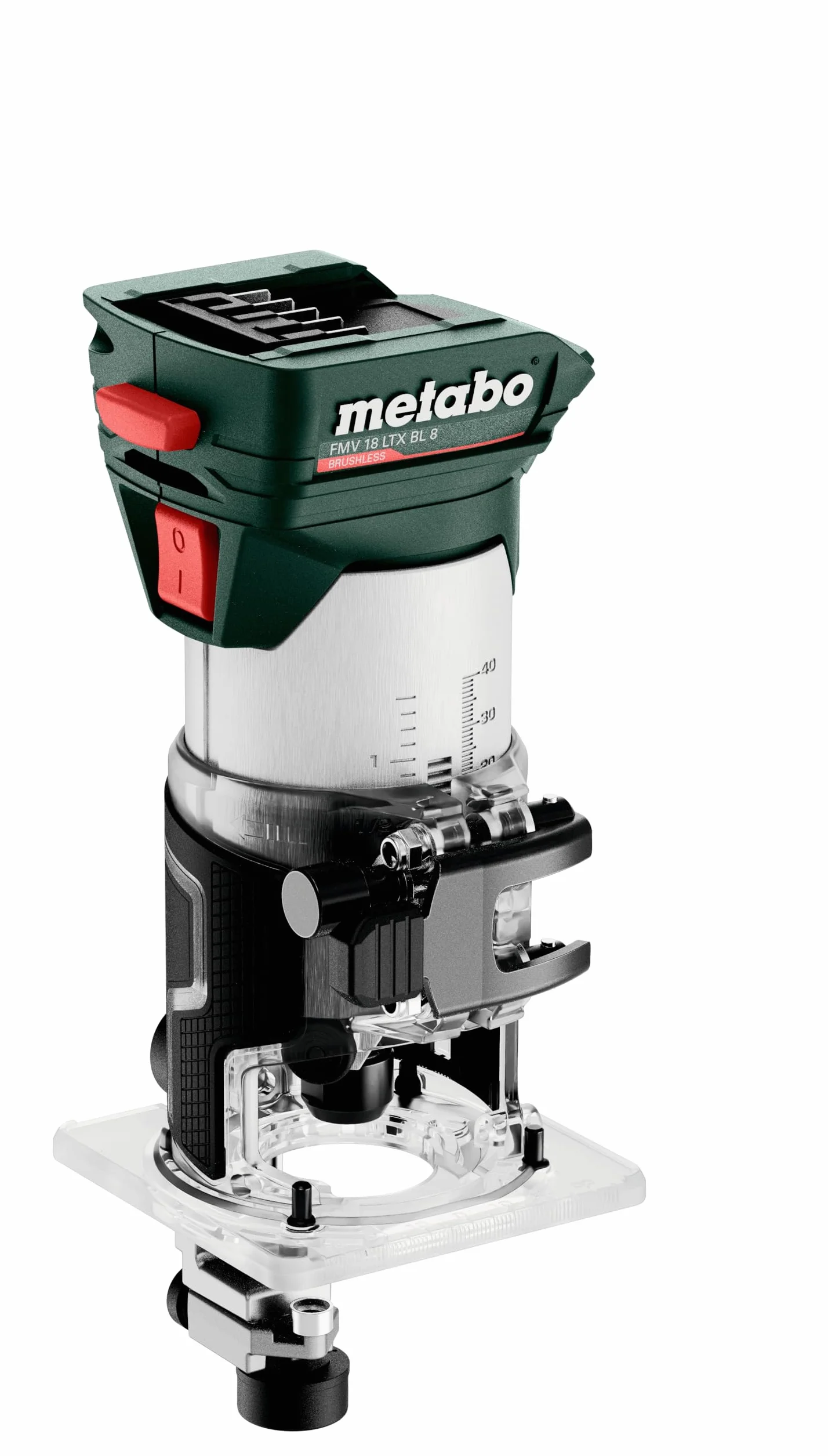 metabo Akumulatorowa frezarka krawędziowa FMV 18 LTX BL 8-18 V, silnik bezszczotkowy, 4800-29000 obr./min, tuleja zaciskowa 6/8 mm, metaBOX 145 l, precyzyjna regulacja głębokości, ergonomiczna – do