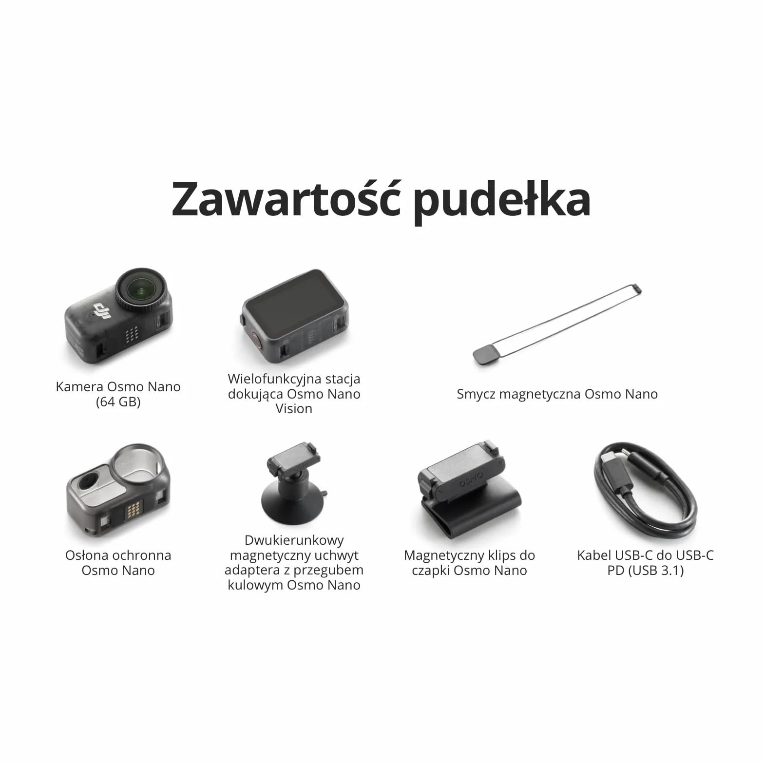 DJI Osmo Nano Standard Combo (64 GB) – mała kamera do tworzenia vlogów o rozdzielczości 4K, nagrywaniem przez 200 minut, szybkim transferem treści, kamerą POV 4K do sportów i tworzenia vlogów