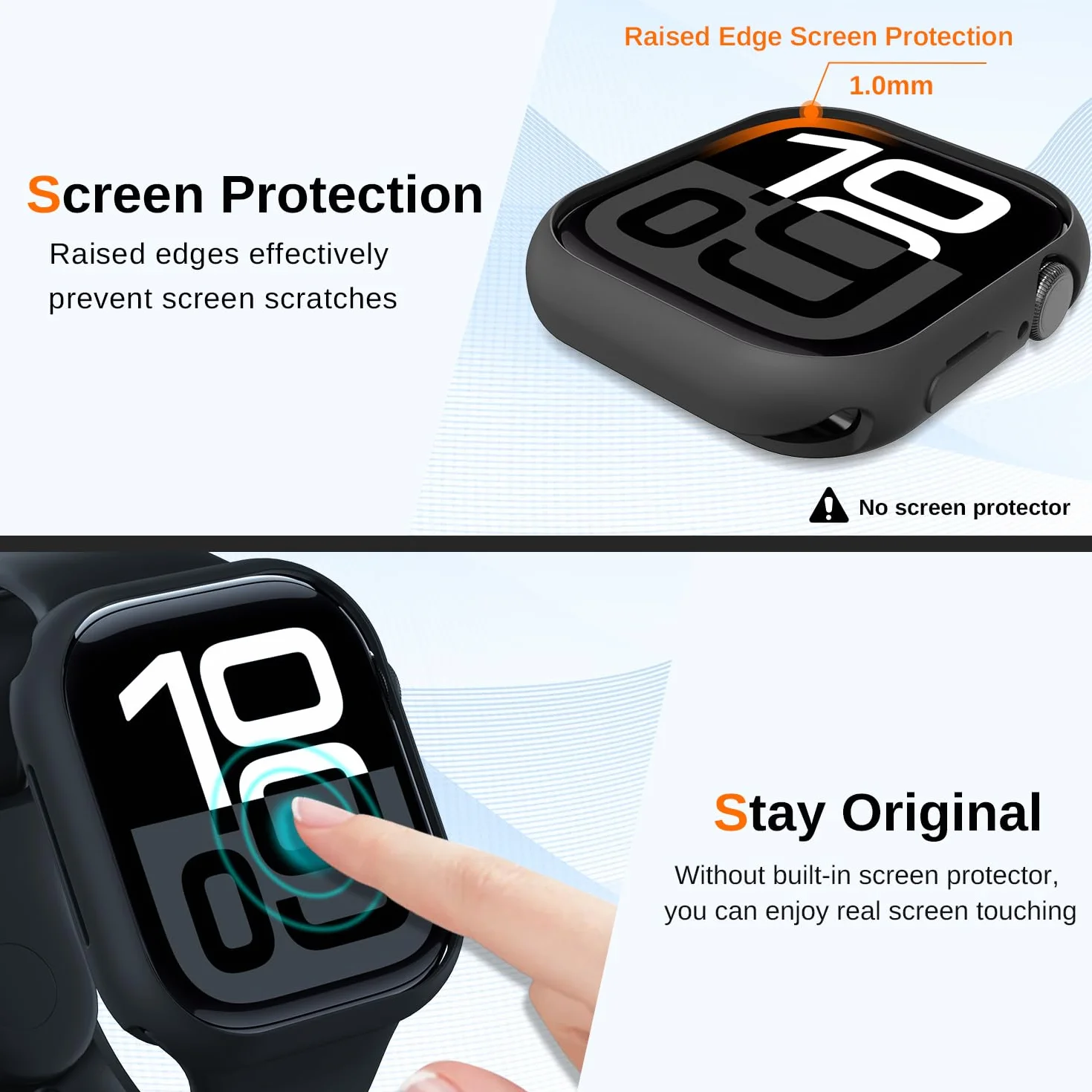 Ivoler 3-częściowy miękki futerał ochronny z TPU do zegarka Apple Watch Series 11/10 46 mm (bez folii ochronnej na ekran), ultracienki silikonowy futerał odporny na wstrząsy, czarny