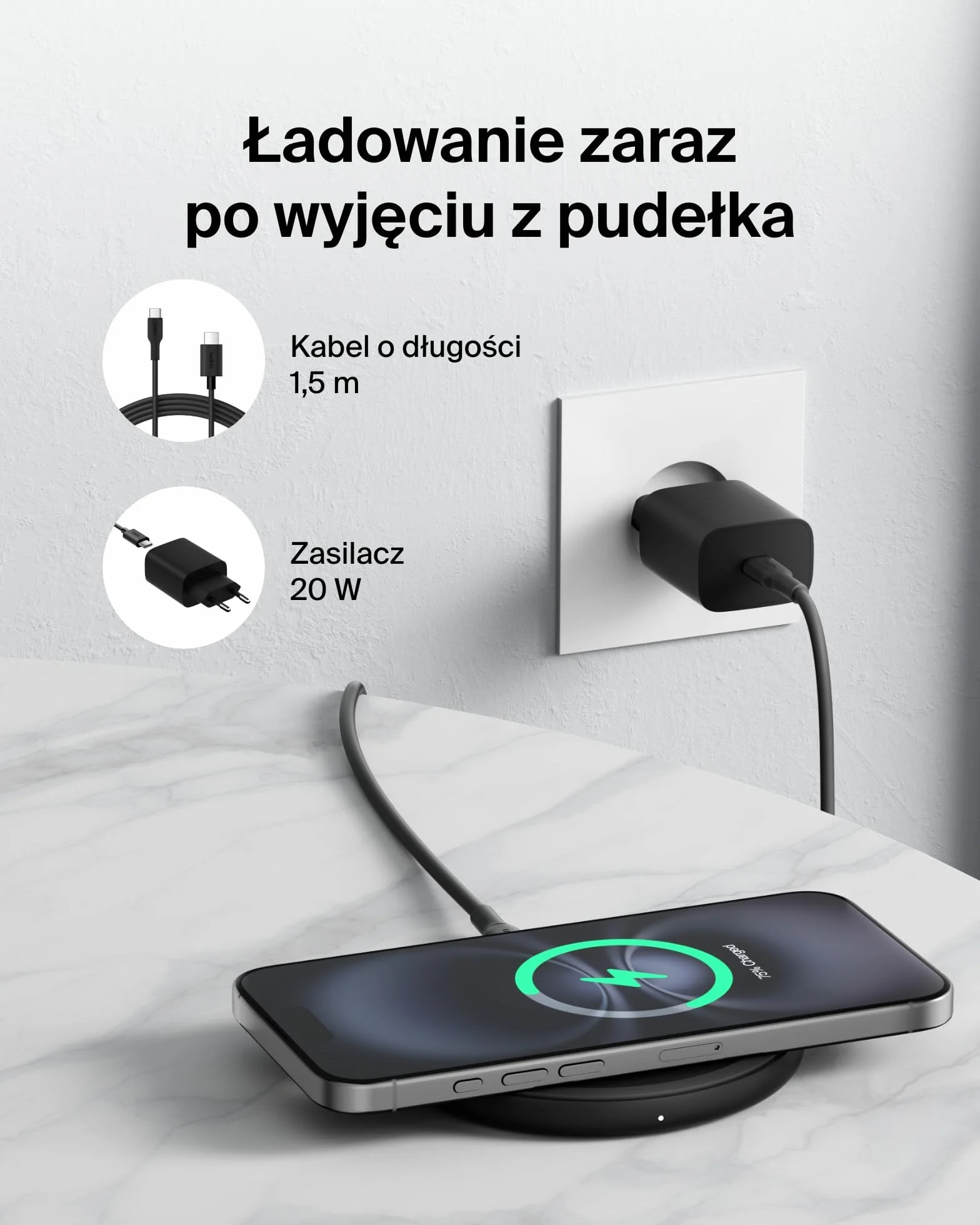 Belkin Bezprzewodowa Podkładka Ładująca 15W Qi Czarna
