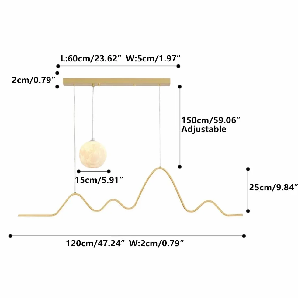 Nordic Lampa wisząca LED Liniowy żyrandol Oprawa aluminiowa Oświetlenie 3000-6000 K Lampa wisząca Kreatywny wystrój domu Możliwość przyciemniania Nowoczesne oświetlenie wewnętrzne