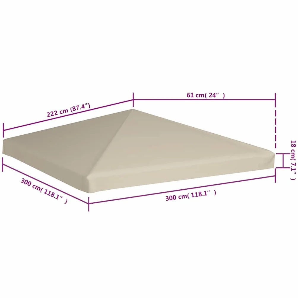 Bagażnik 310 g/m² 3x3 m Beżowy, Poliester Pokrycie namiotu z wodoodpornej powłoki PVC, Wzmocnione rogi dla trwałości, Solar
