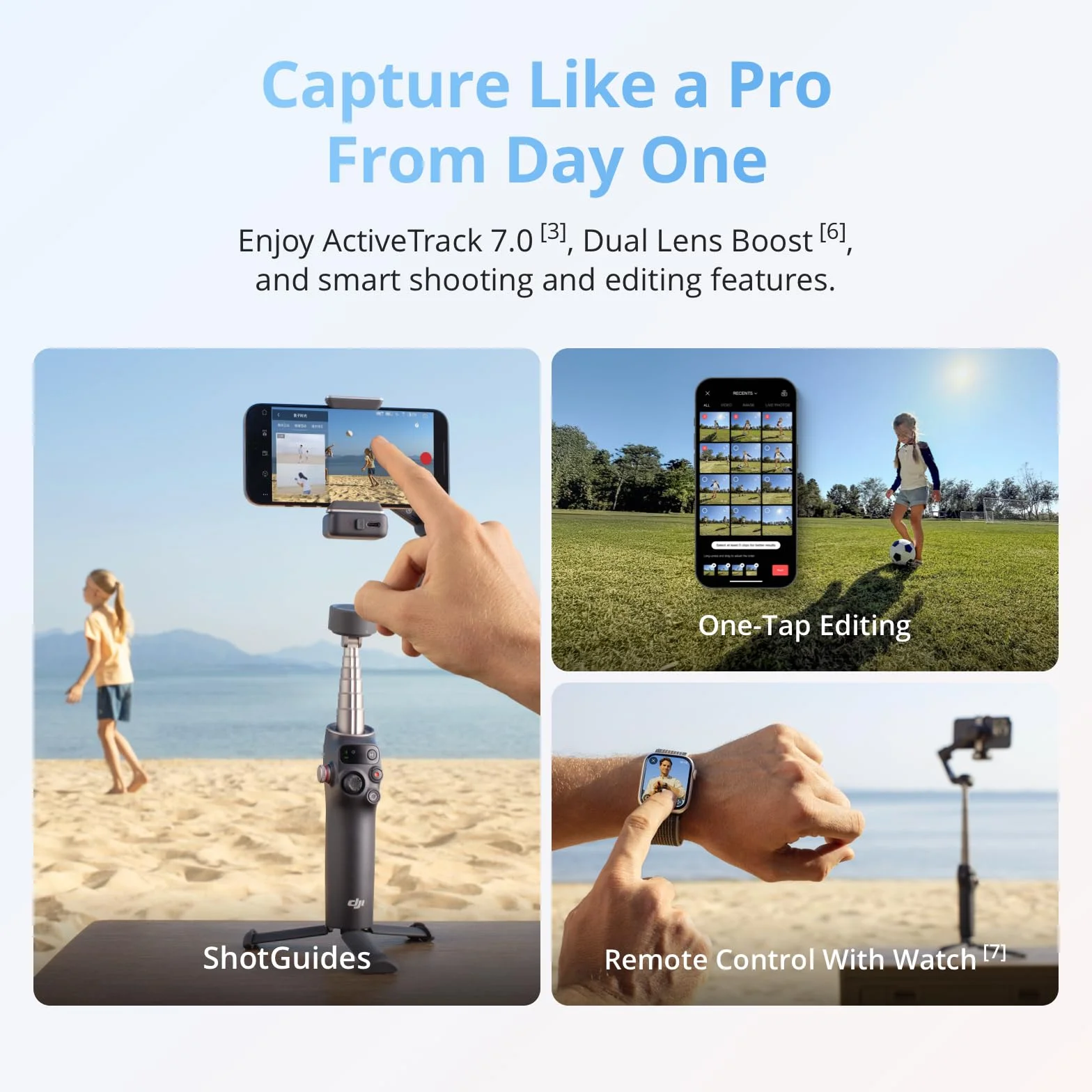 DJI Osmo Mobile 8 stabilizator gimbala do telefonu, natywne śledzenie z dźwiękiem i oświetleniem, obrót 360°, wbudowany drążek przedłużający i statyw, bateria 10 h, drążek przedłużający, solidna