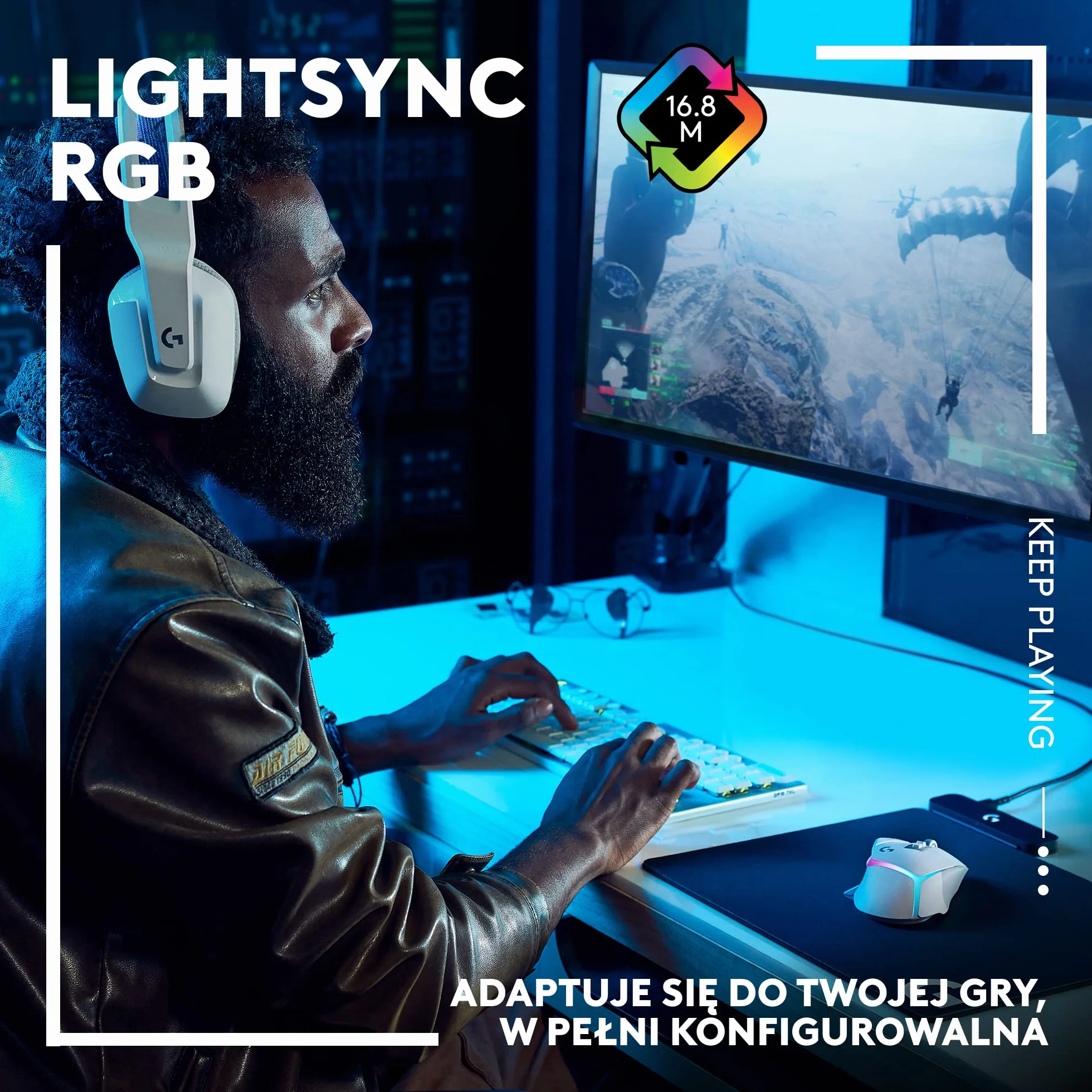 Logitech G502 X bezprzewodowa, podświetlana mysz gamingowa, hybrydowe optyczne przyciski LIGHTFORCE, LIGHTSYNC RGB, sensor HERO 25K, kompatybilna z PC - macOS/Windows - Biały