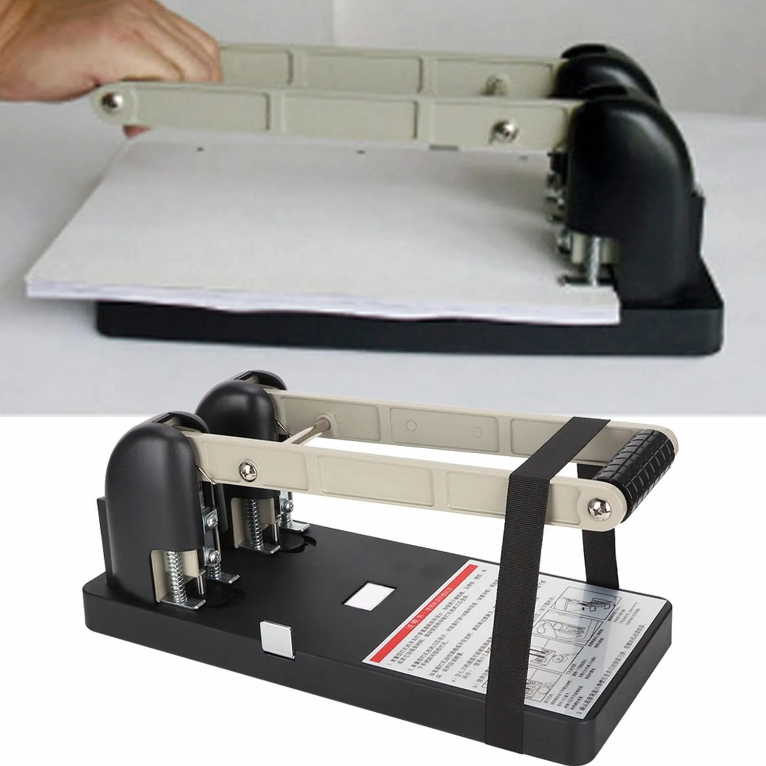Haofy Dziurkacz 2-otworowy Gilotyna do Papieru Ręczna Heavy Duty 150 Arkuszy Dziurkacz do Biurowych Przyborów Szkolnych