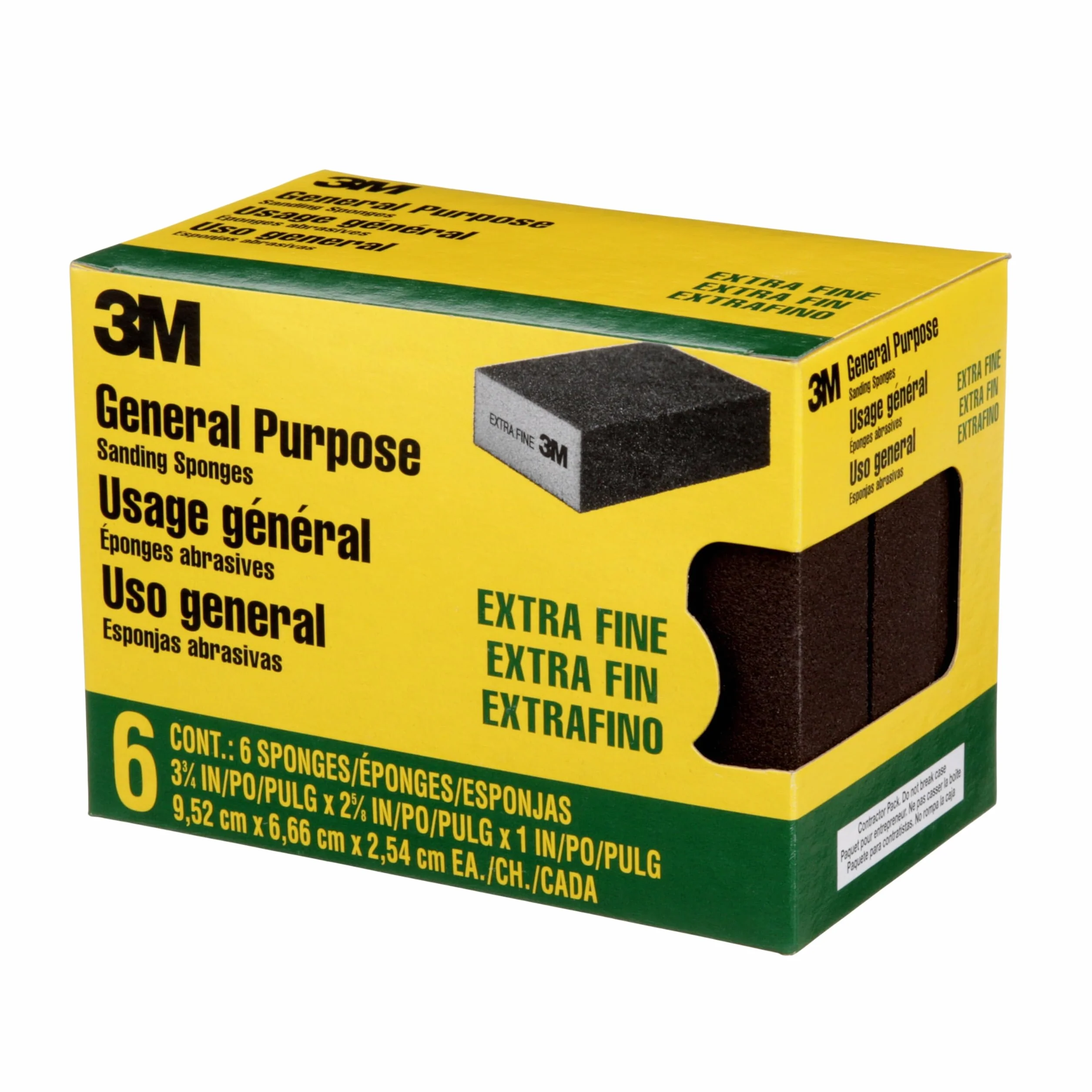 3M Sanding Sponge, Extra Fine Grit, 6 sztuk