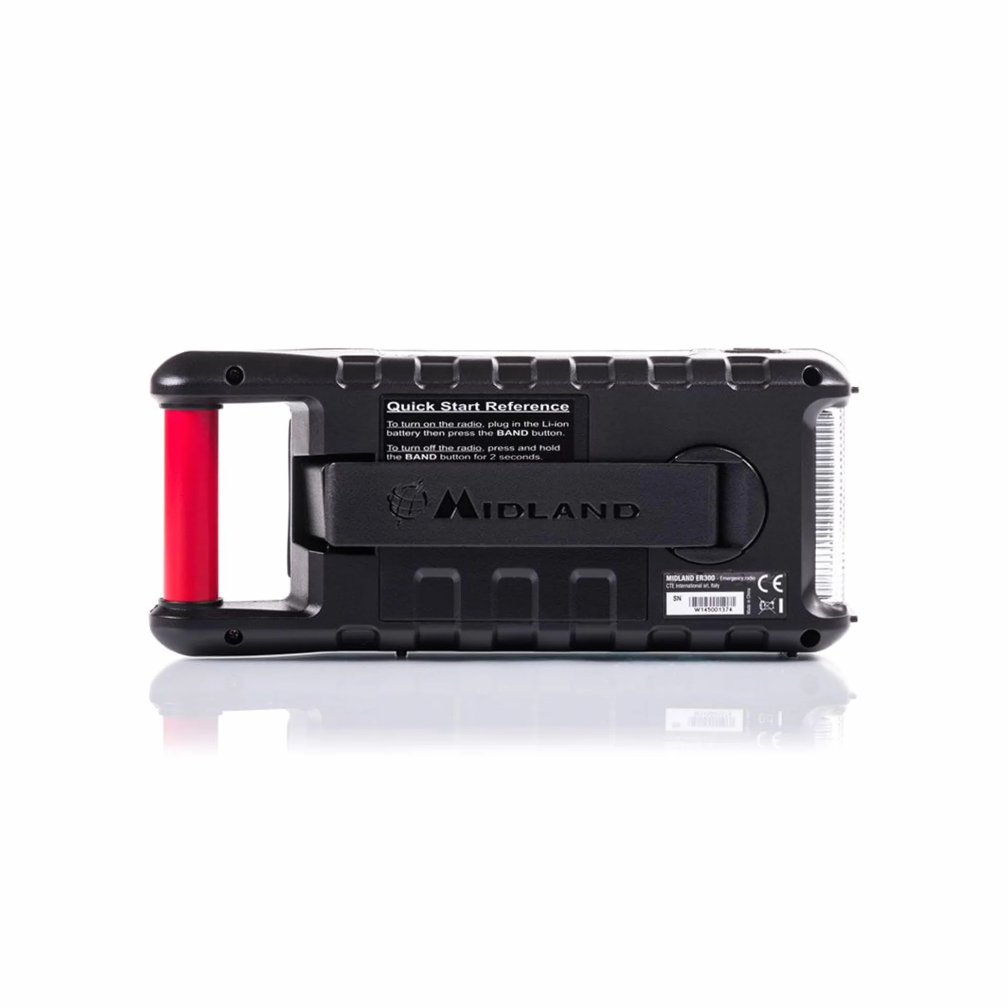 Midland C1173 ER300 Radio z Korbą, Czarny/Czerwony, 2000 mAh