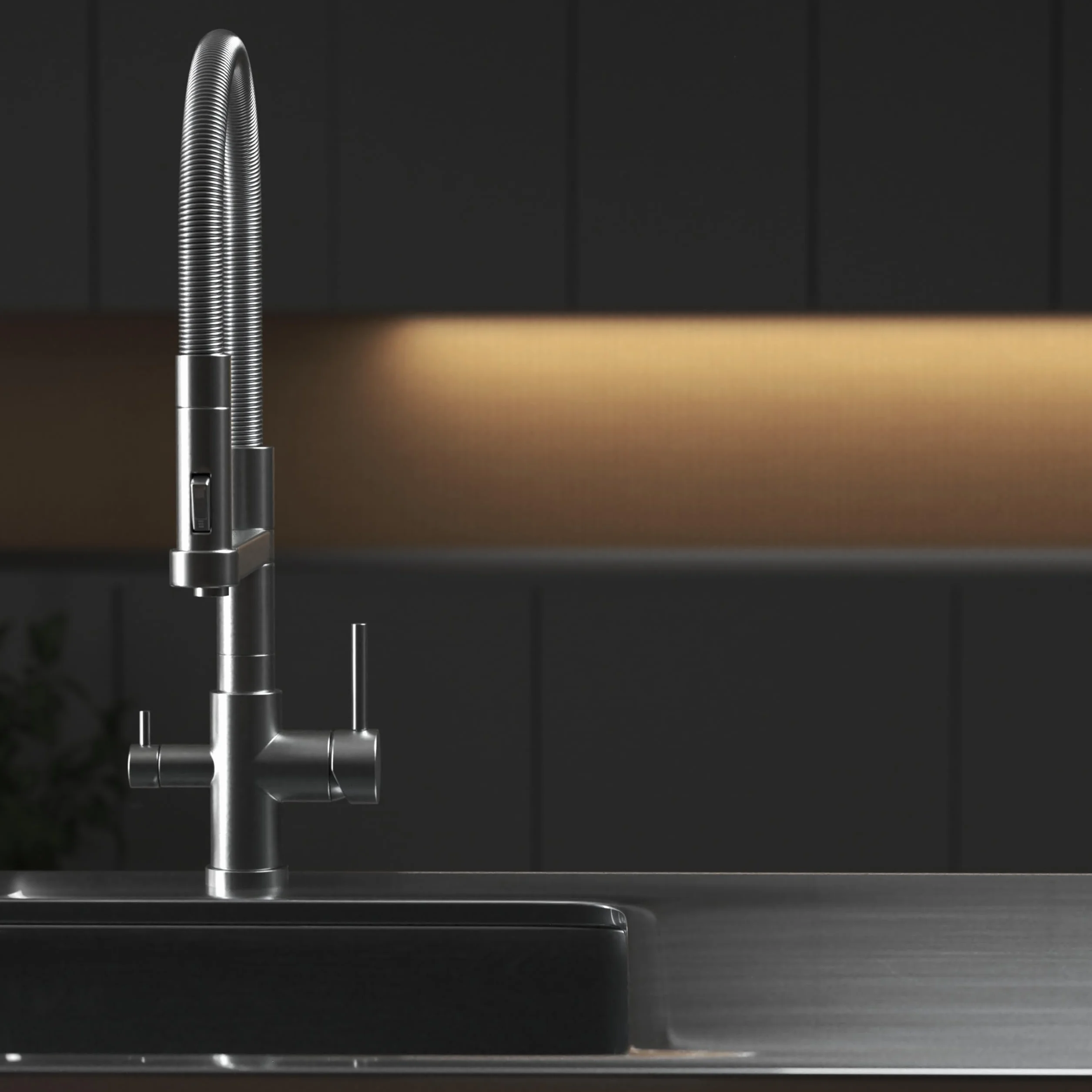 AORA® Statement INOX 3-drożny kran ze stali nierdzewnej | armatura kuchenna obracana o 360° z masywnej stali nierdzewnej 304 | armatura zlewozmywakowa do filtra wody, instalacji osmozy | kran z
