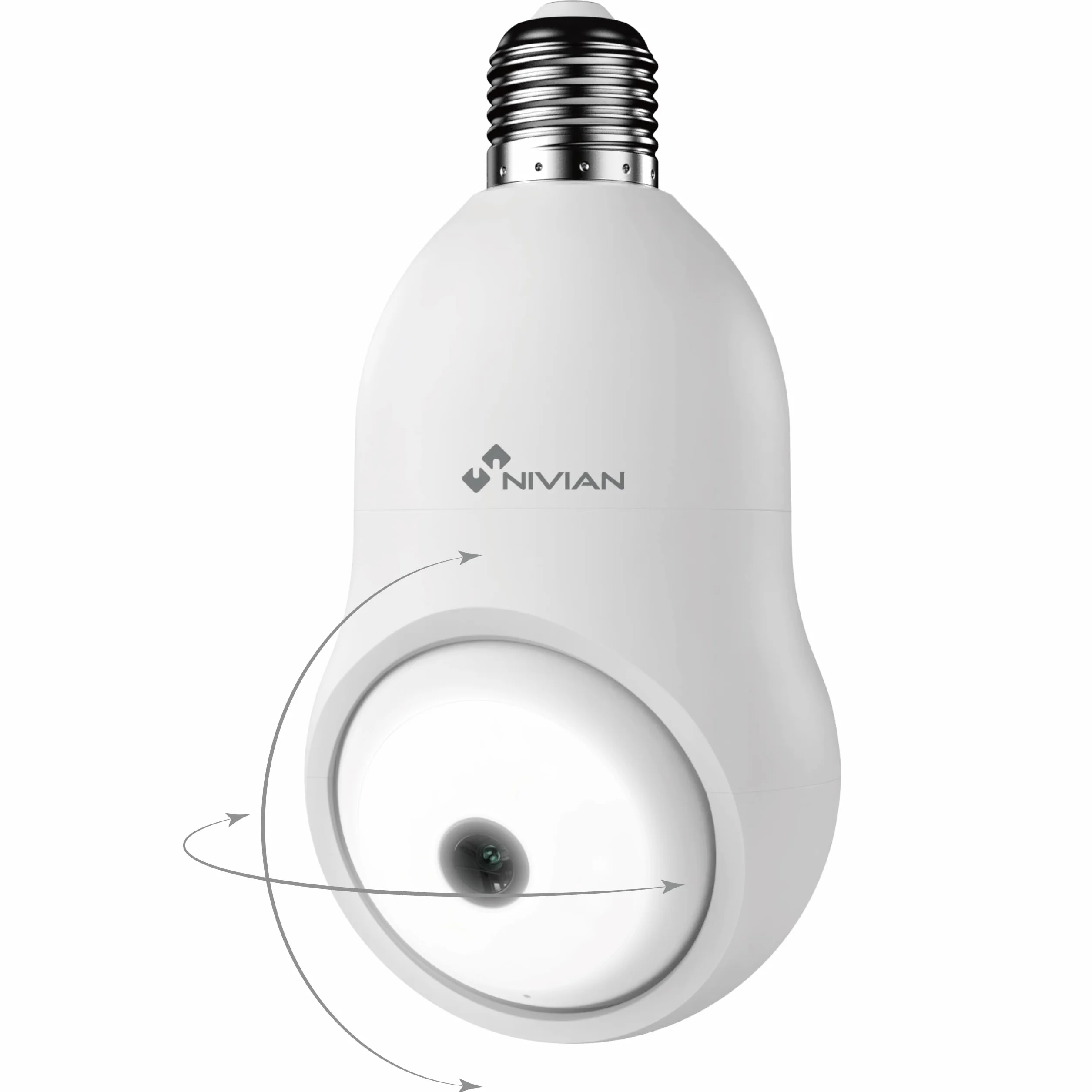 NIVIAN -Kamera monitorująca Wifi Typ żarówki E27-2K 360 ° ruchu- Dwukierunkowy dźwięk-Rozpoznawanie i śledzenie człowieka-Noktowizor 10m-Kompatybilny z Alexa i Google Home–Aplikacja Tuya