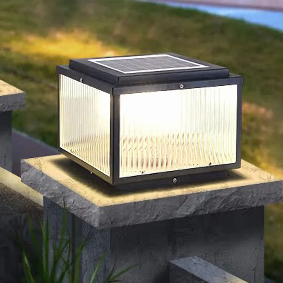 Solarne lampy słupkowe – zewnętrzne lampy kolumnowe LED, wodoodporne kwadratowe lampiony do ogrodu, na taras, taras, słupki ogrodzeniowe, nowoczesne oświetlenie słupkowe, oświetlenie krajobrazu