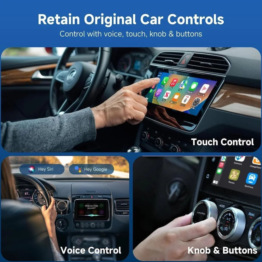 Bezprzewodowy adapter CarPlay i Android Auto 2 w 1, mini klucz USB C do samochodów z fabrycznym okablowaniem (2016+), bezprzewodowy adapter samochodowy Plug & Play z obudową ze stopu aluminium, konwer
