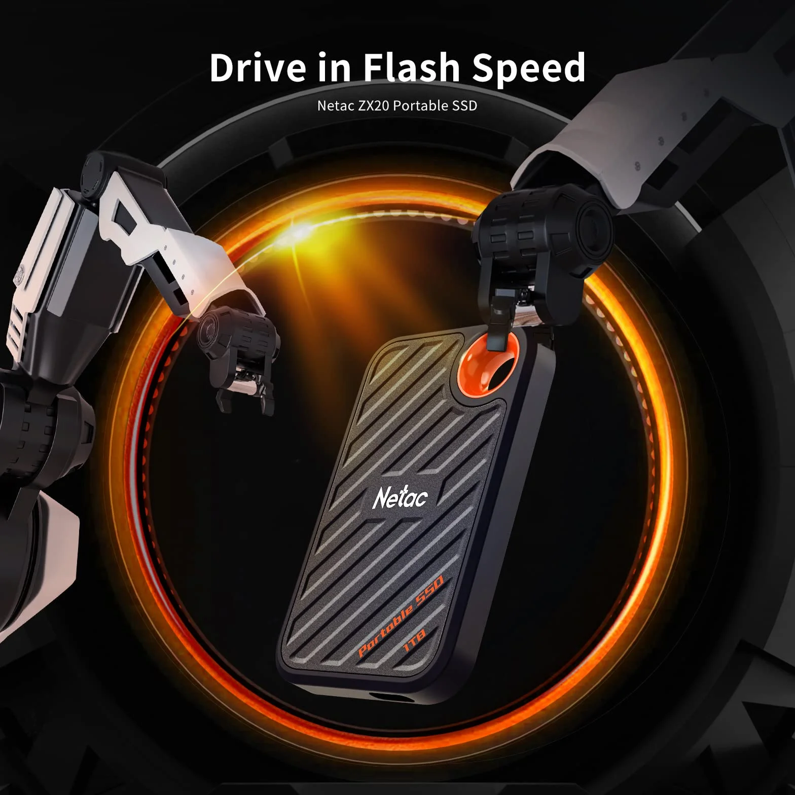 Netac ZX20 1TB Zewnętrzny dysk SSD PSSD NVMe USB 3.2 Gen 2x2 2000 MB/s odczyt 1700 MB/s zapis odporny na kurz czarny
