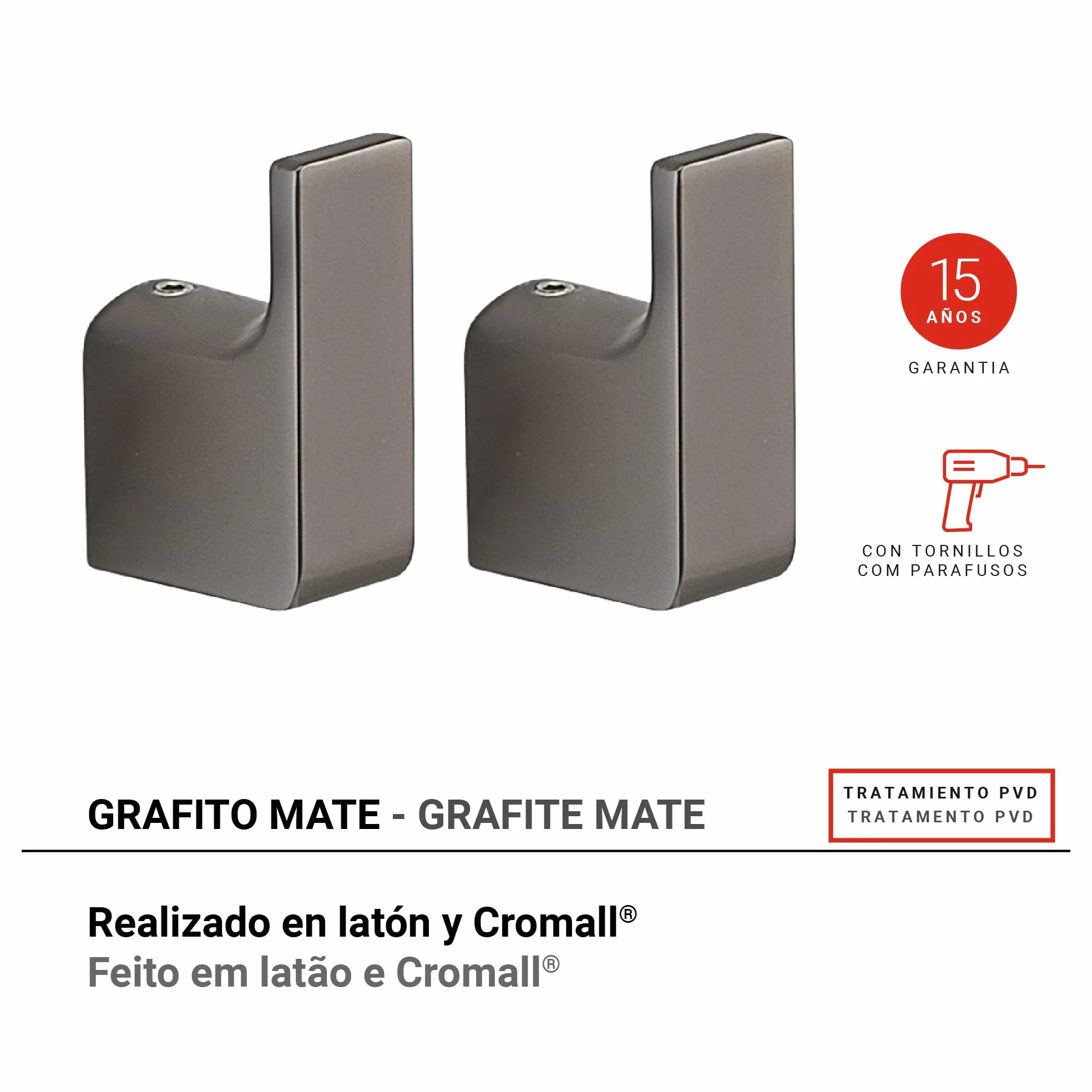Gedy Zestaw 2 wieszaków Pirenei Gun Metal