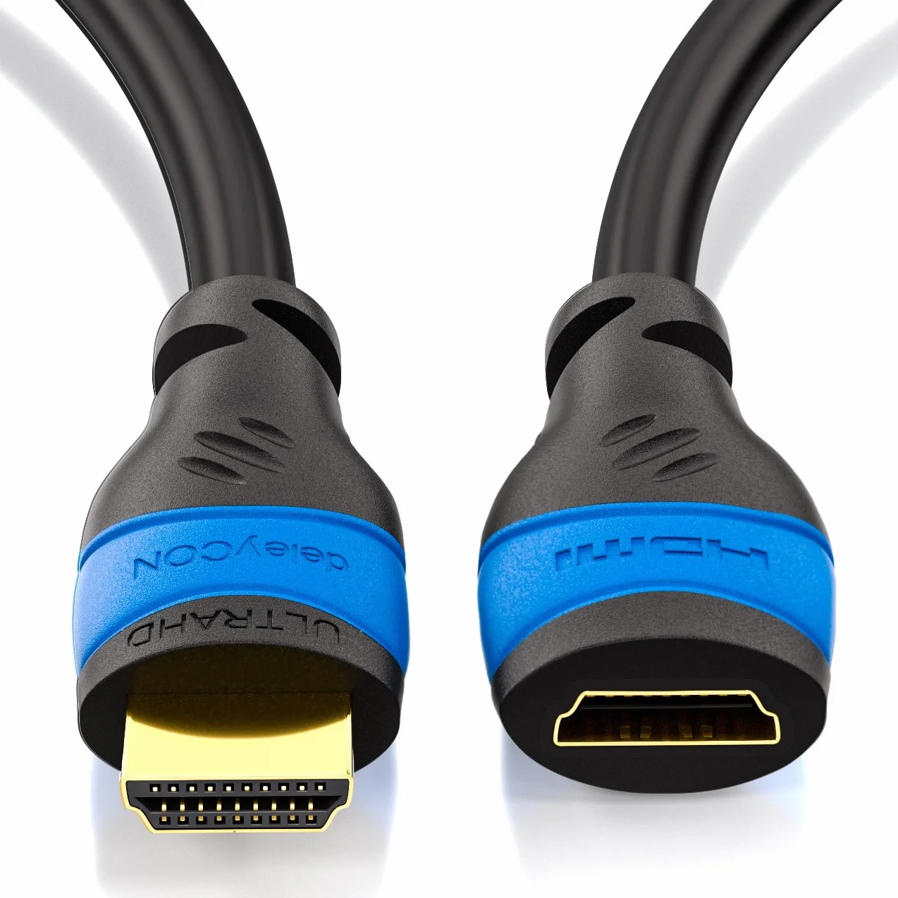 deleyCON 1m Przedłużacz HDMI 2.0a/b/1.4a UHD 4K HDR Czarno-niebieski