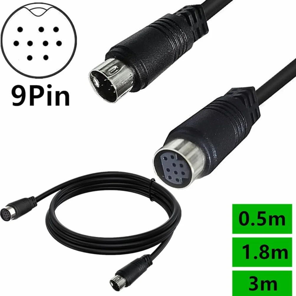 Kabel wideo mini DIN 9-pinowy męski na żeński do kamery telewizyjnej
