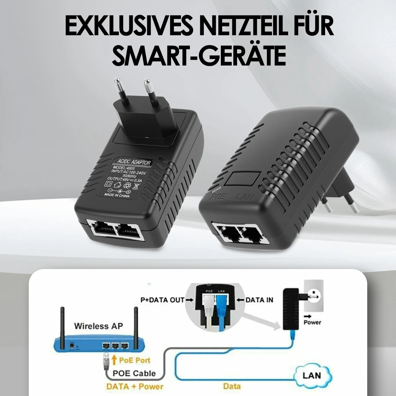 Sonew 48V 0,5A pasywny zasilacz POE Injector Ethernet adapter z wtyczką ścienną