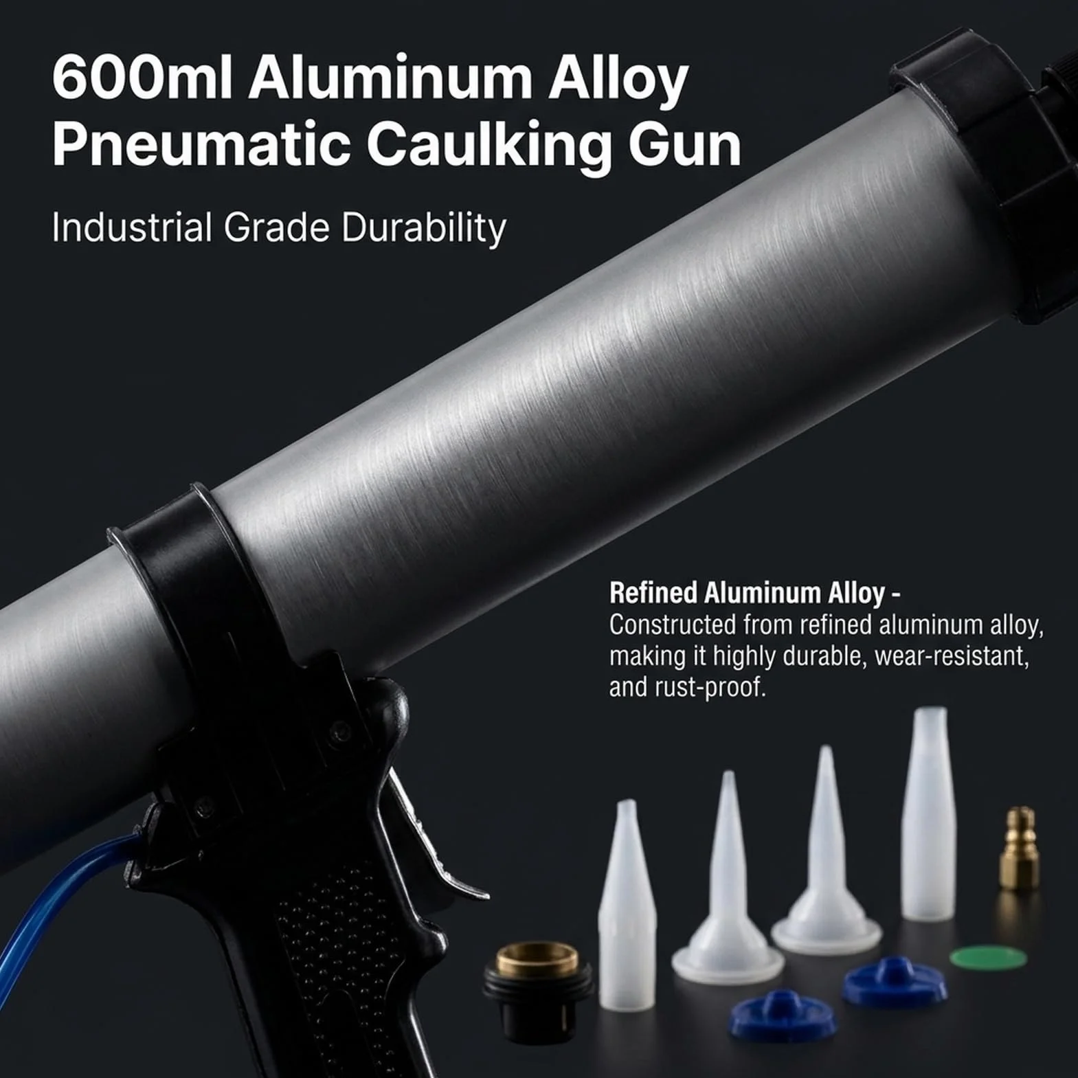 Aluminiowy pistolet do uszczelniania, pneumatyczny pistolet do uszczelniania o pojemności 600 ml, aplikator uszczelniacza pneumatycznego do projektów motoryzacyjnych i