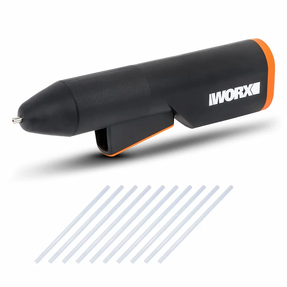 Worx Makerx 18V (20 V Max) Hot Glue Gun Wx746.9, Powershare, Fast Heating In 30S, Led Temperature Indicator, Portable And Lightweight, 10 Glue Sticks Included, No Battery And Charger